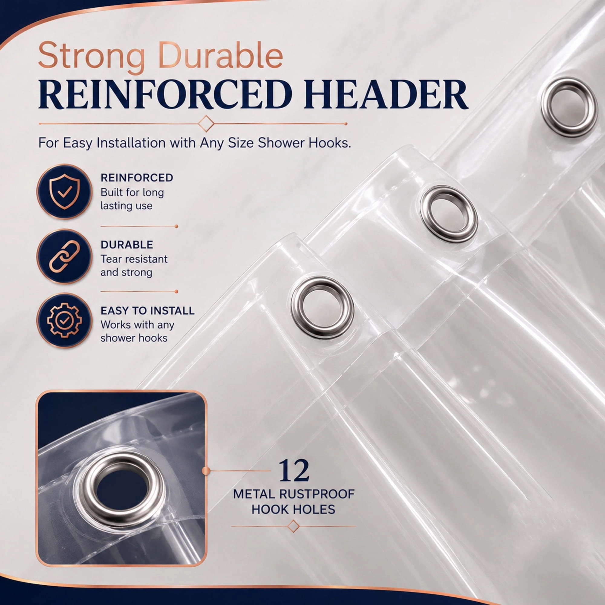 Dainty Home Extra Heavy Weight Shower Curtain Liner With Magnetized Hem 70" x 72"