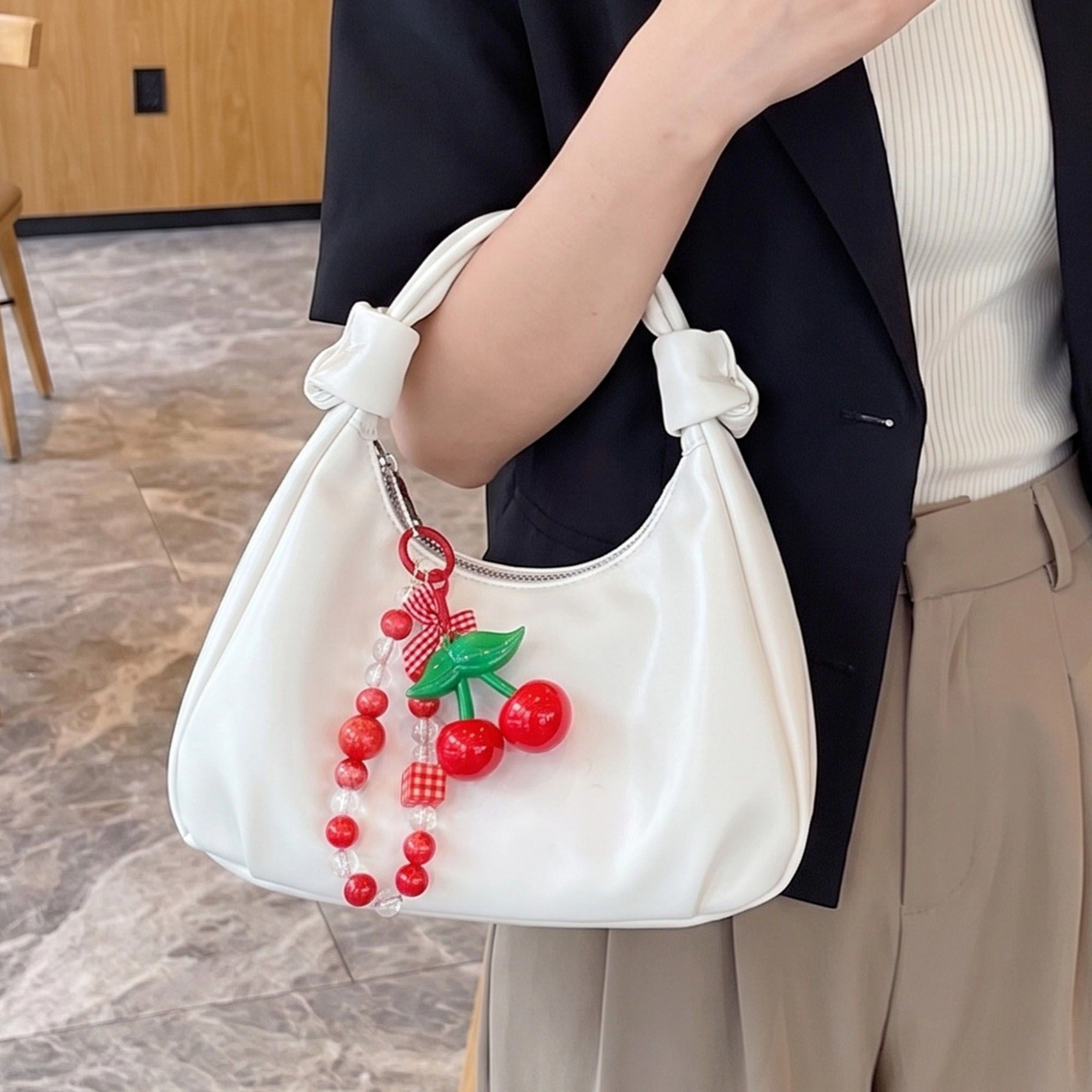 Alilang Women's 2-Piece Womens Bag Charm with Hanging Clip and Decorative Accents