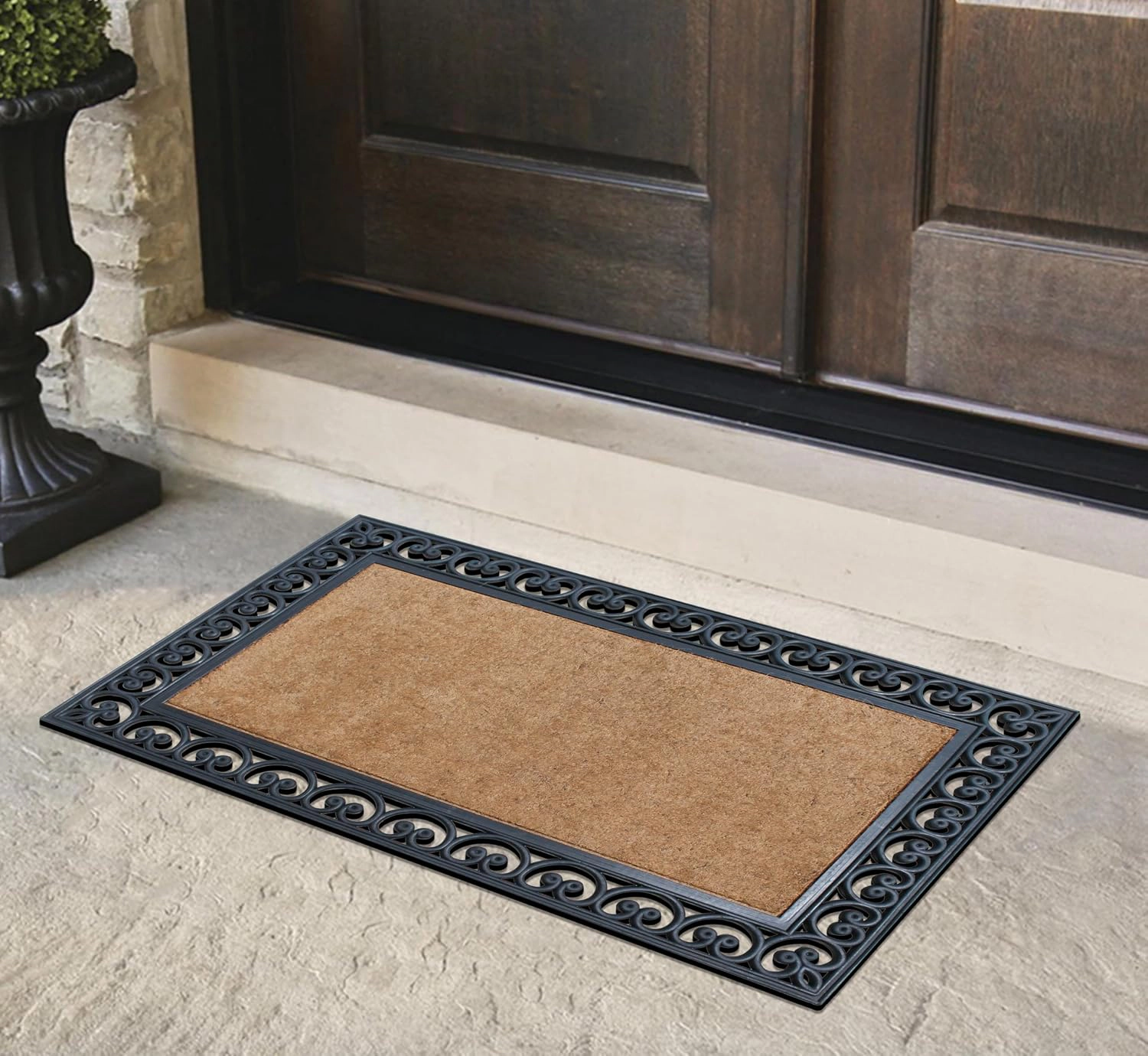 A1HC Coir and Rubber Door Mat 30x48 Inches Anti-Shed Fade-Resistant Heavy Duty Large Rectangle Black