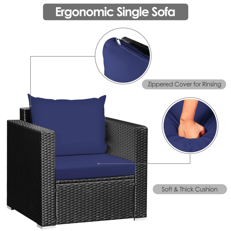 Hivvago 3 Pieces Patio Wicker Conversation Setâ With Cushion