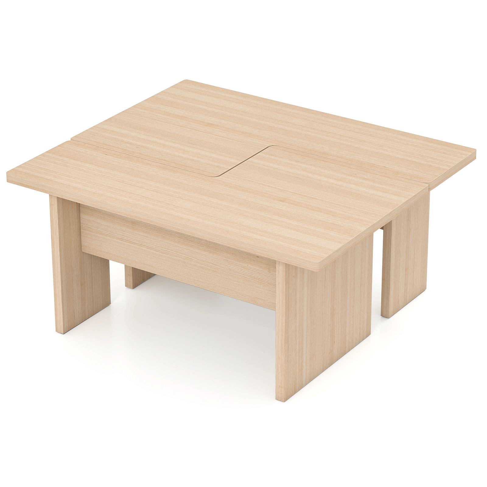 LJG Modular Coffee Table Set of 2 L Shaped Center Tables for Small Space