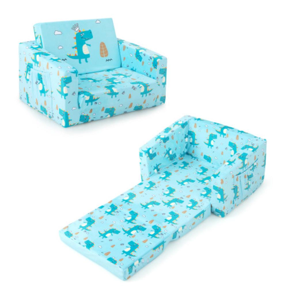 Hivvago Kids Recliner Sofa Converts To Sleeper Bed For Boys Girls-Blue