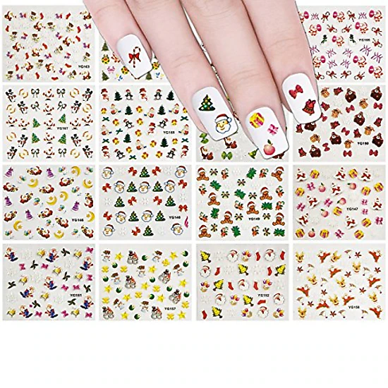 Wrapables 24 Sheets Falala Christmas Nail Stickers Holiday Nails Set Nail Art Sheets