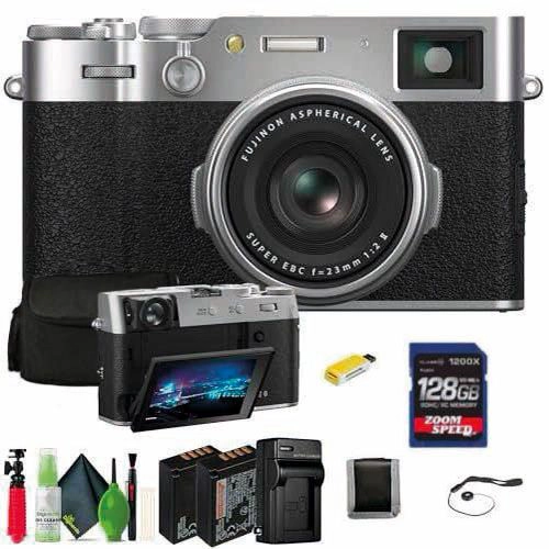 FUJIFILM X100VI Digital Camera (Silver) (16821822) + 128GB Card + Card Reader + NP-W126 Battery + Charger + Case + Flex