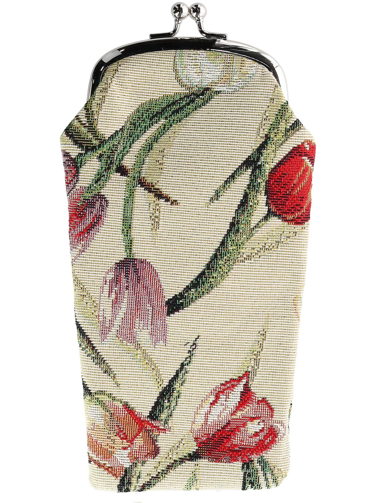 CTM Women's Tulip Print Tapestry Glasses Case