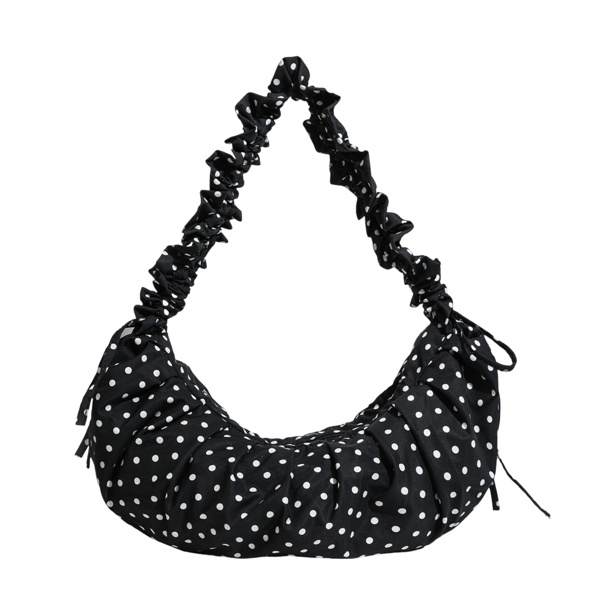 Alilang Women's Polka Dot Ruched Shoulder Bag with Soft Slouchy Shape, Pink