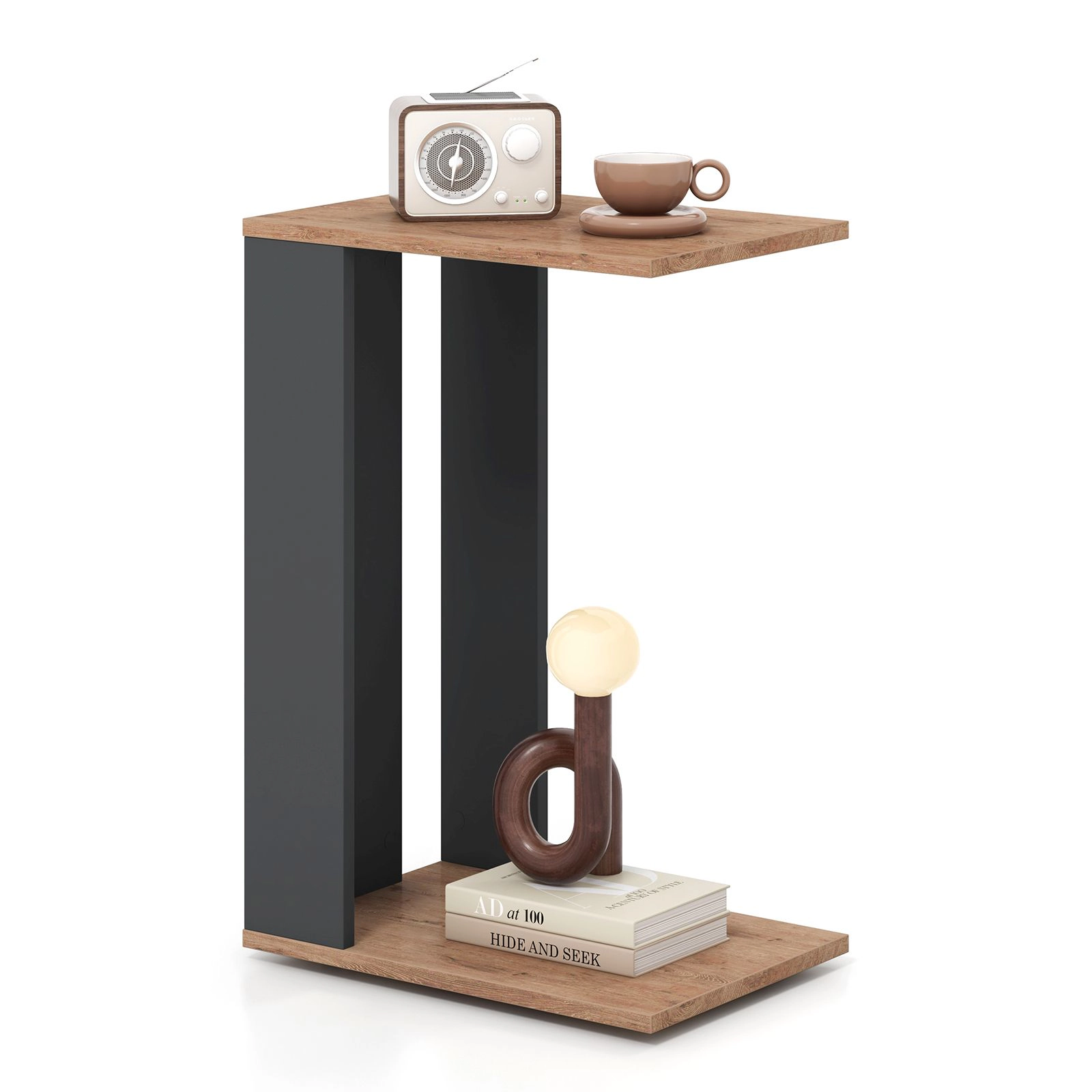 SlickBlue Mobile C Table with Storage Shelf for Bedroom Living Room