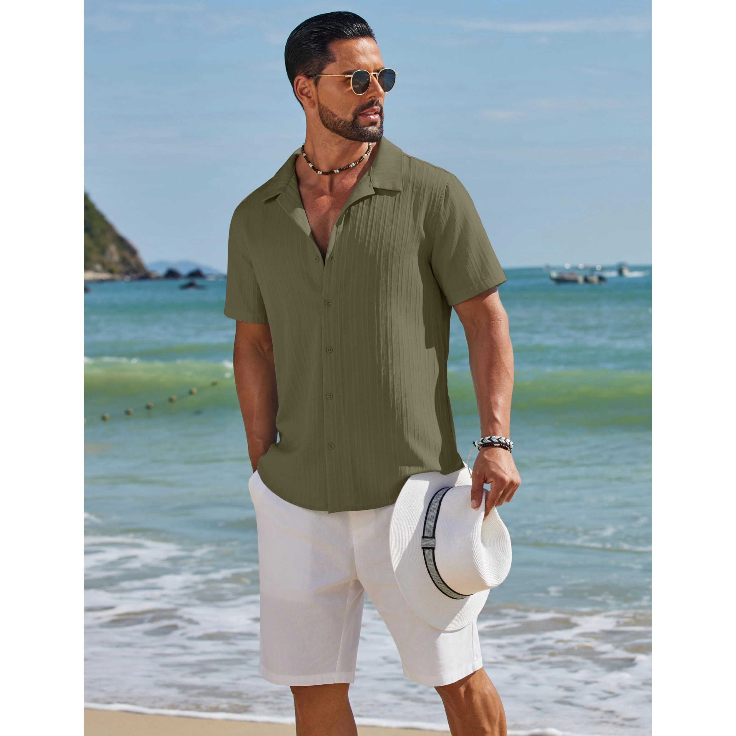 COOFANDY Men's Regular Fit Short Sleeve Camp Shirt