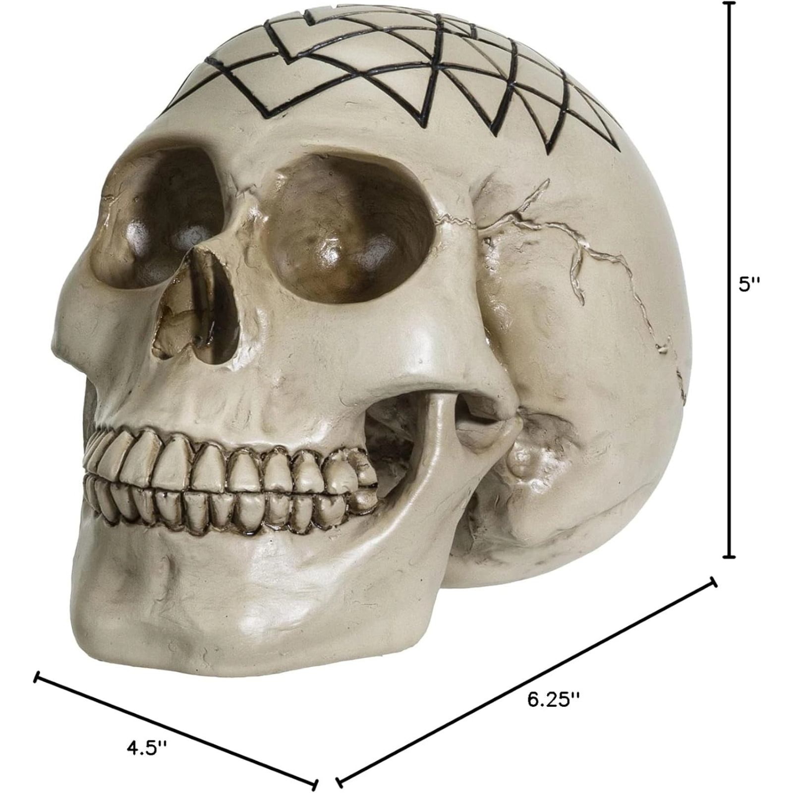 Pacific Giftware Sacred Geometry Yantra Human Skull Figurine 6.25 inch