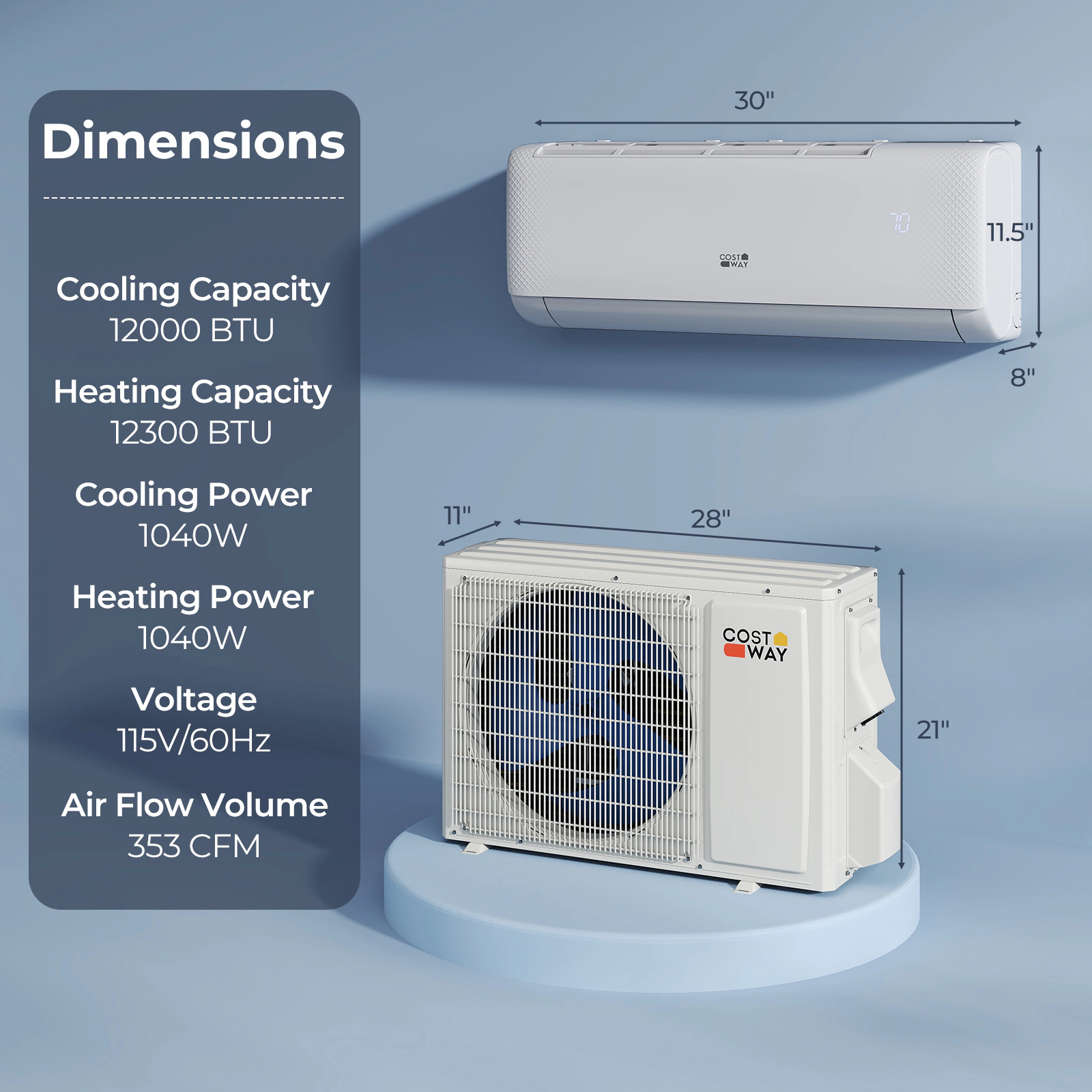 LJG Airtural Series 12000 BTU 115V 22 SEER2 WiFi Enabled Mini Split Heat Pump
