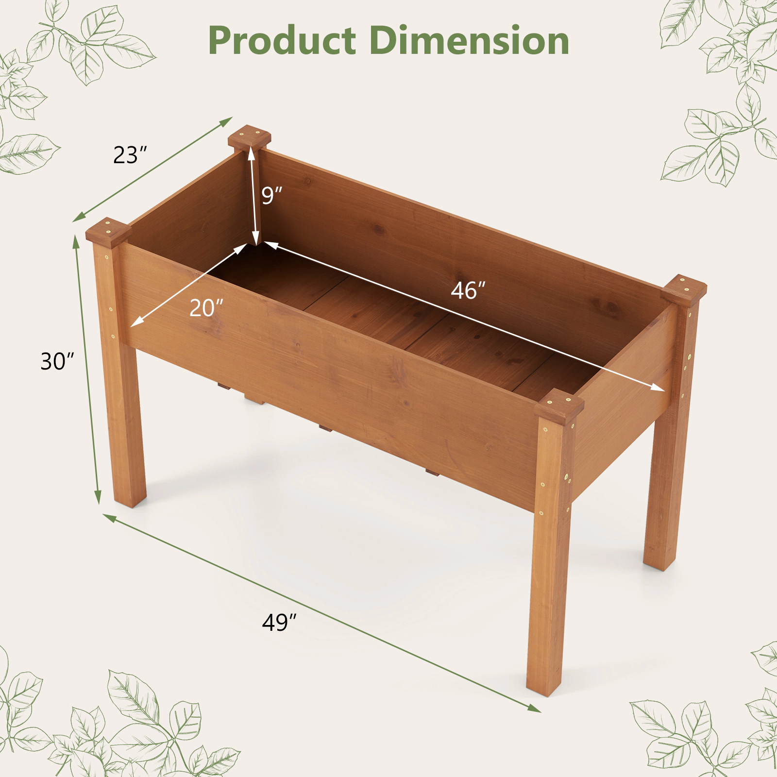 SlickBlue Fir Wood Elevated Planter Box with Drainage System