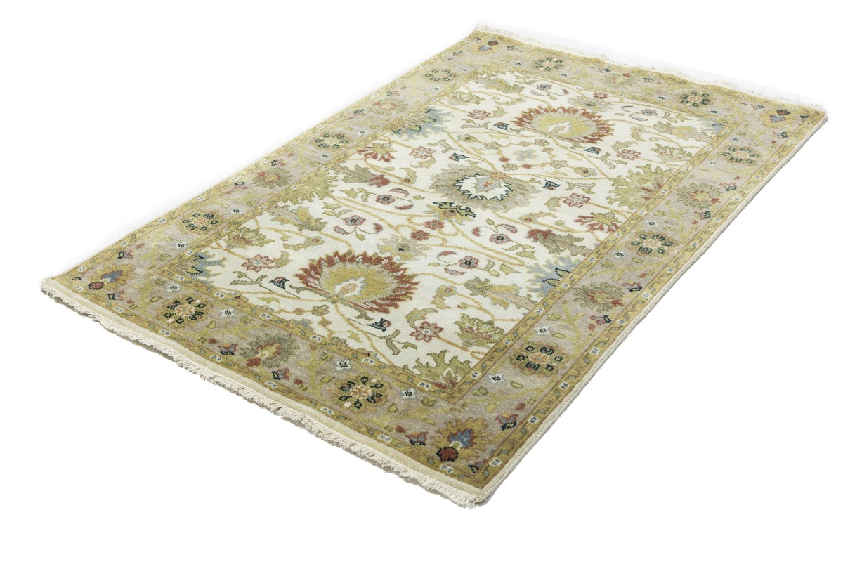 Magic Rugs 4'0 X 6'0 Hand Knotted Peshawar Cream & Tan Chobi Wool Rug