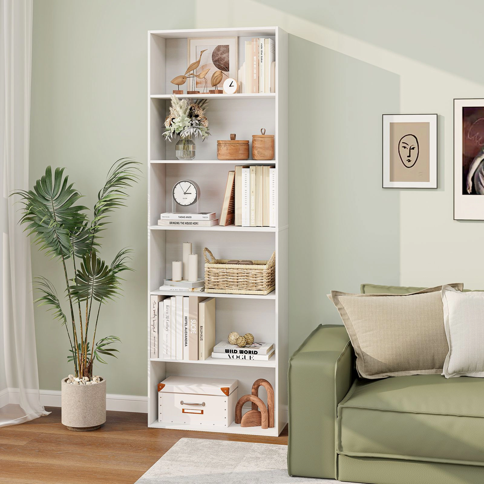 SlickBlue 70 Inch Freestanding Bookcase Display Shelf with 6 Storage Tiers