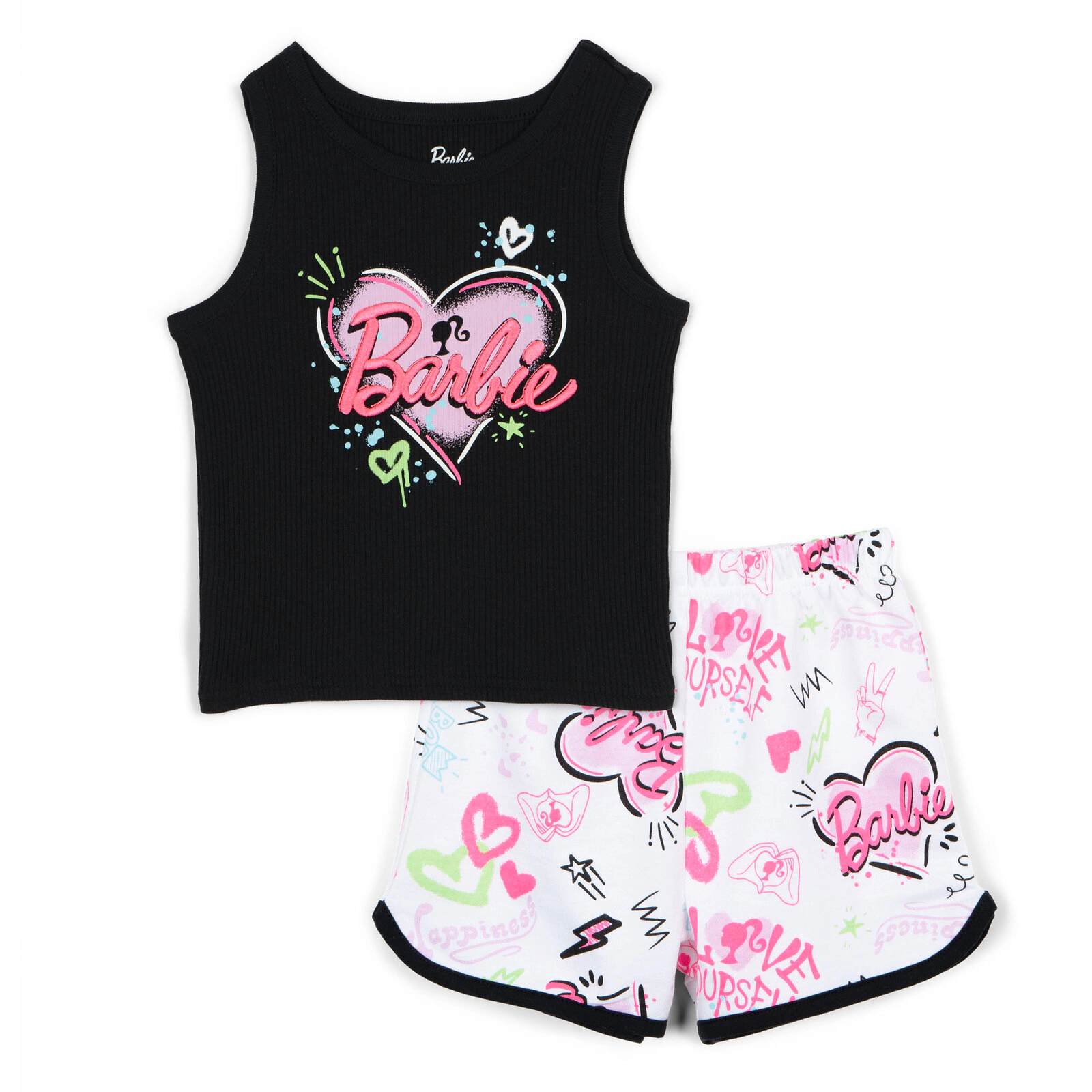 Barbie Girls' 2-Piece Sleeveless Tank Top and Shorts Set