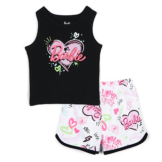 Barbie Girls' 2-Piece Sleeveless Tank Top and Shorts Set