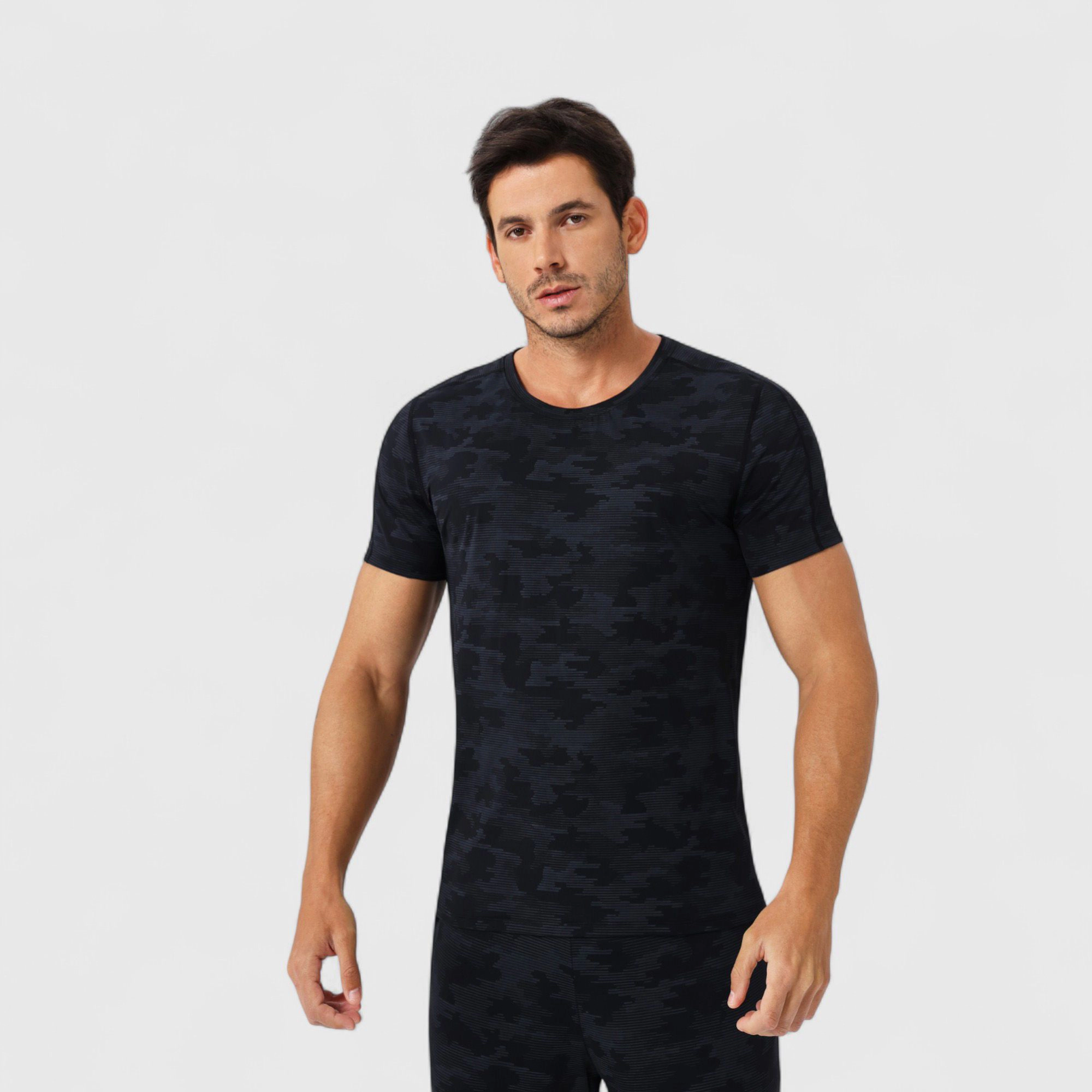 Anna-Kaci Men's Camo Print Short Sleeve Performance Tee with Quick-Dry Lightweight Stretch Fabric