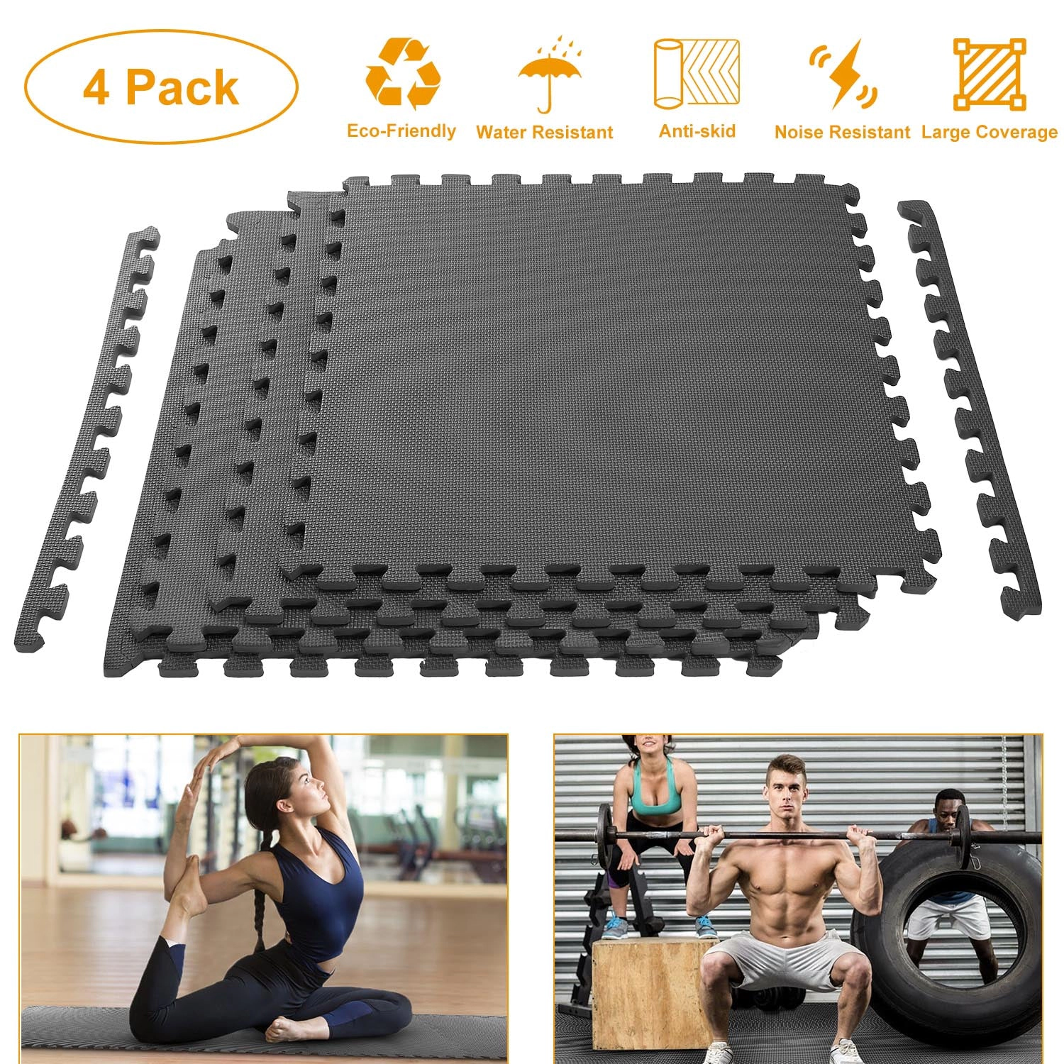 GBruno EVA Foam Interlocking Exercise Mat, 4 Pcs
