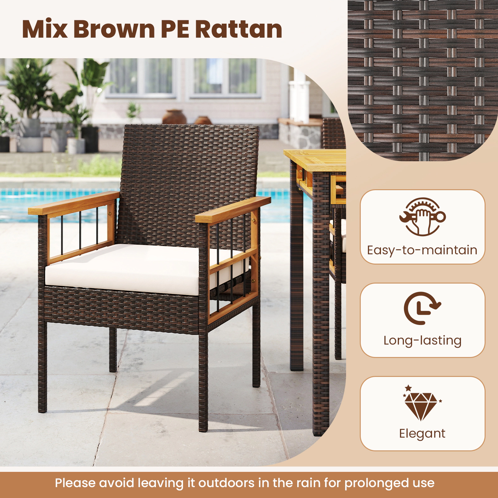 LJG Patio Dining Chairs Set of 2 with Soft Cushions