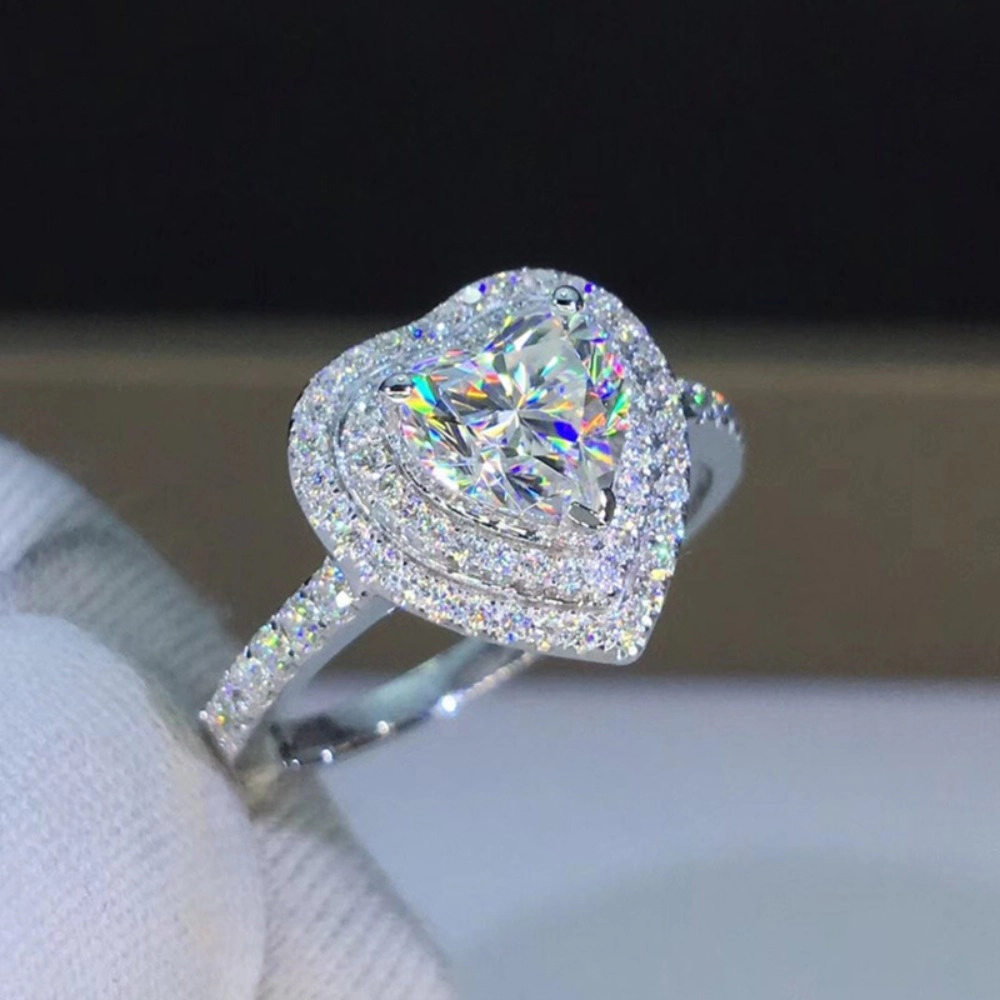 Fashion Heart Ring High Sparkle Love Engagement Jewelry
