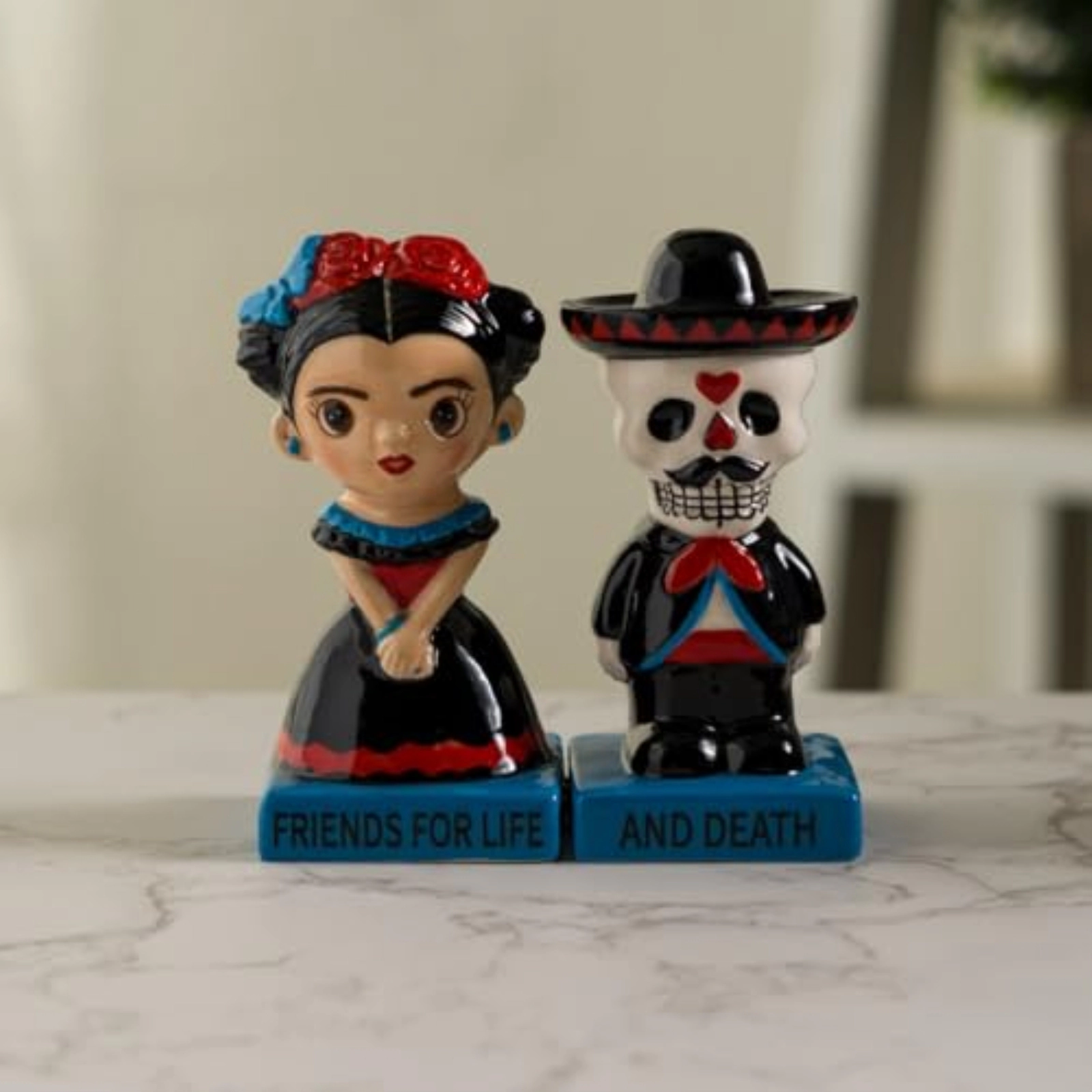 Pacific Giftware Día de Los Muertos Inspired Ceramic Magnetic Salt and Pepper Shakers