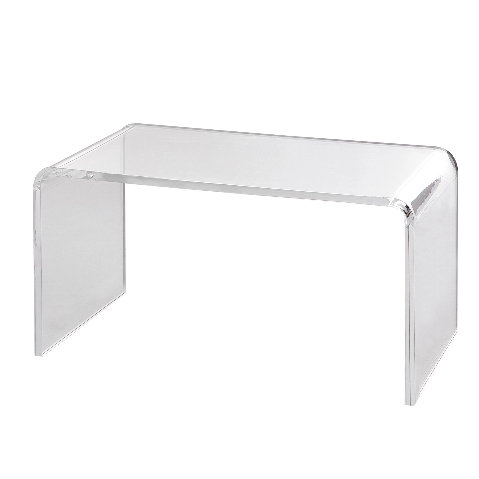 HONGGE C-Shaped Clear Acrylic Coffee Table, No Assembly Required, 32 x 15.8 x 16.3 Inches, for Living Room