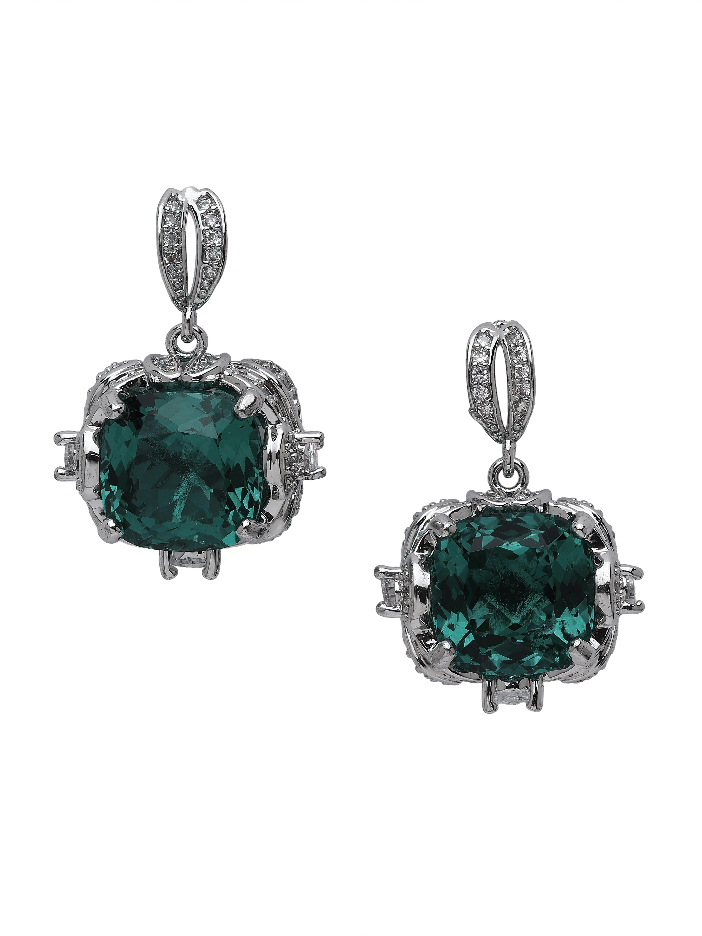 AGP PARIS Womens Cushion Cut Halo Drop Earrings