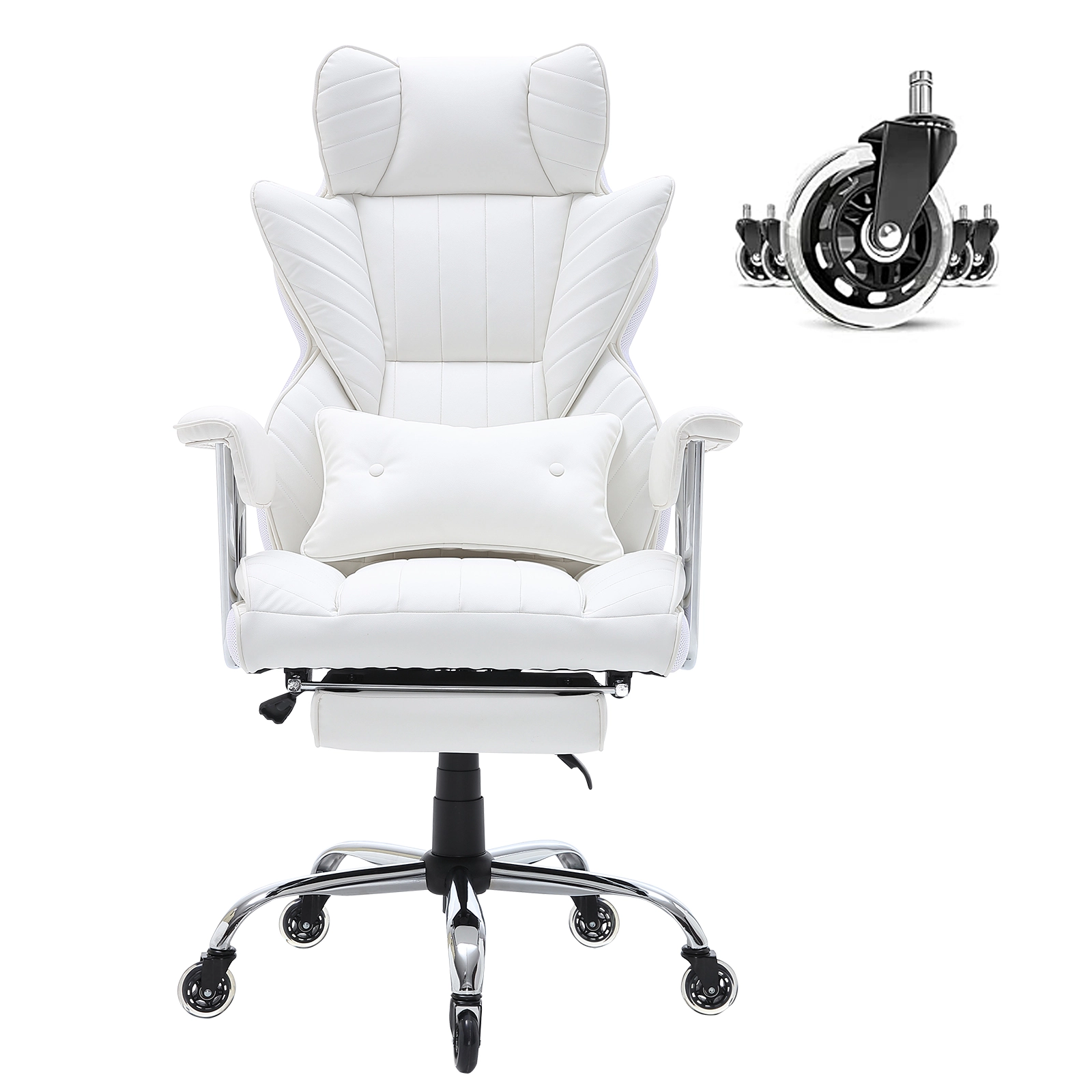 HONGGE Reclining Office Chair with Footrest Heavy Duty PU Leather Office Chair Executive Office Chairs with Lumbar