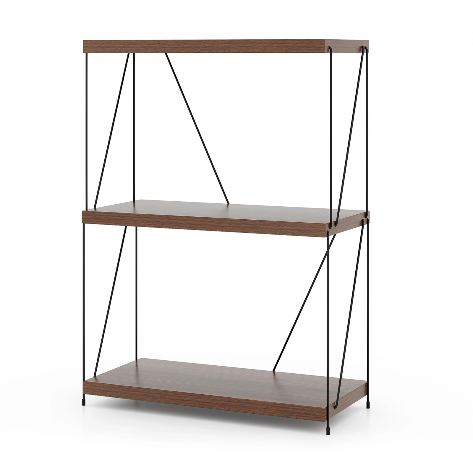 SUGIFT 2/3/4/5-Tier Multipurpose Bookcase Display Rack with Metal Frame 45-lb Per Shelf Capacity 18-58-in Heights Walnut