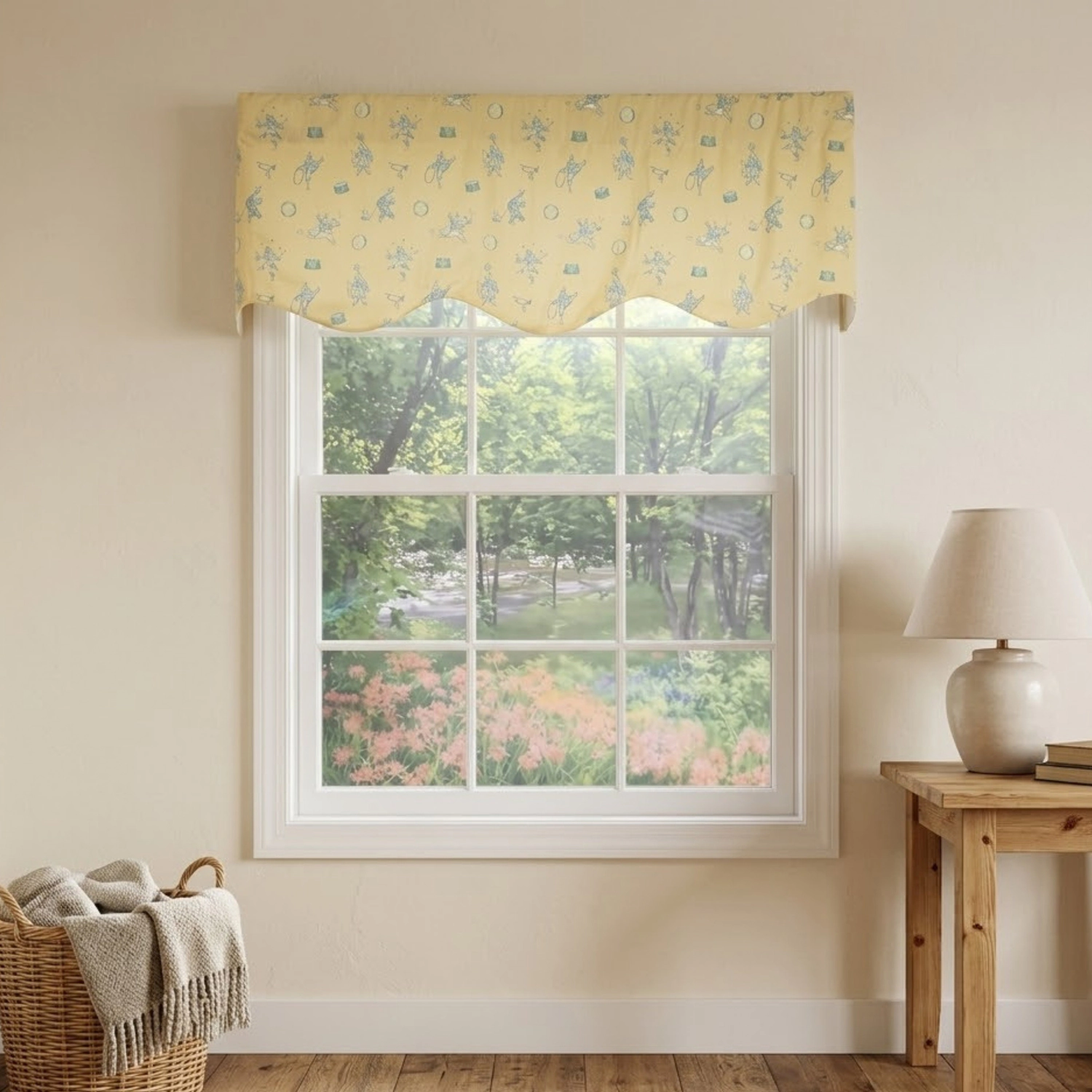 RLF Home Circus Provance Window Valance 100% Cotton Lined Rod Pocket 50" x 17" Yellow