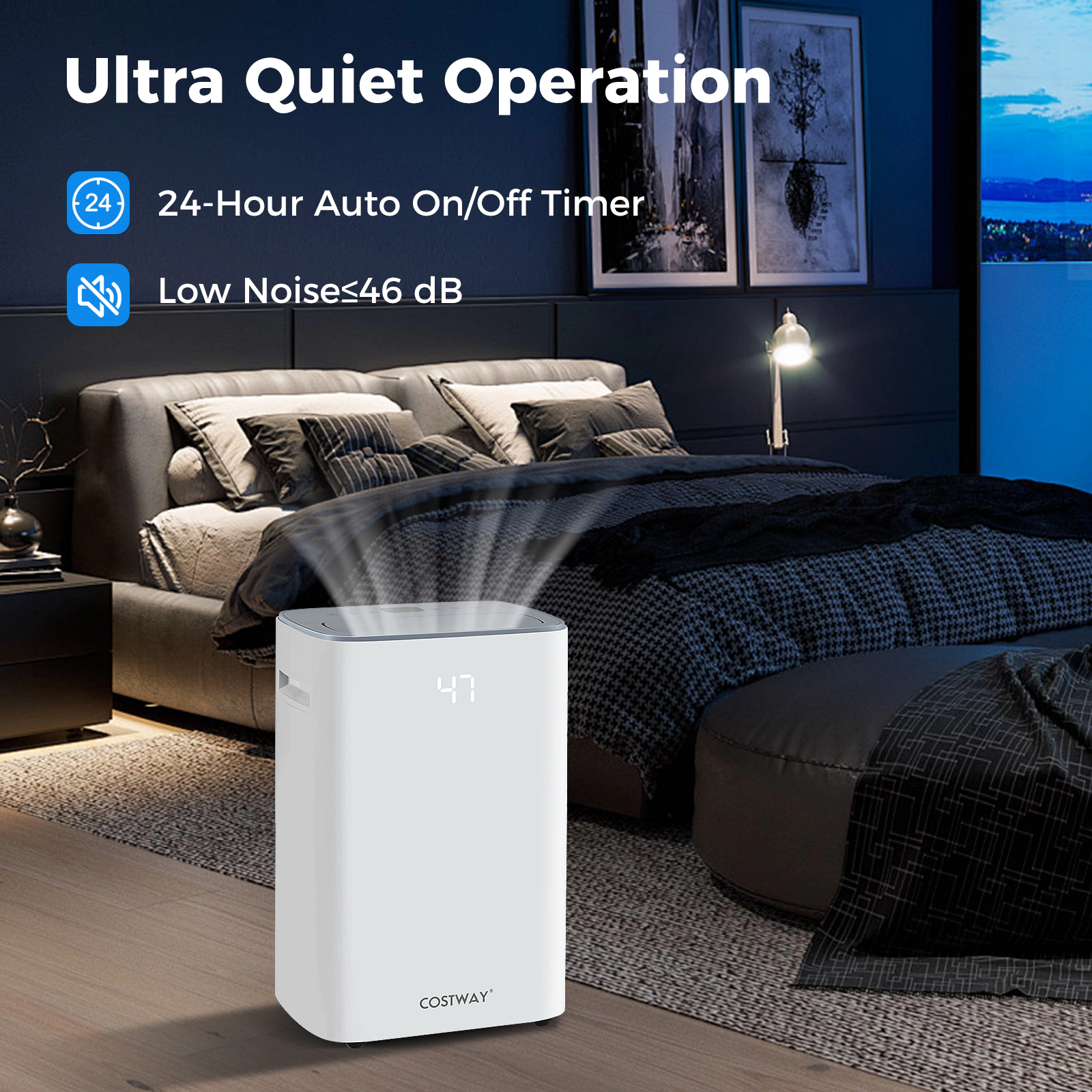 LJG Dehumidifier with Auto Drain or Manual Drainage for Home Basement