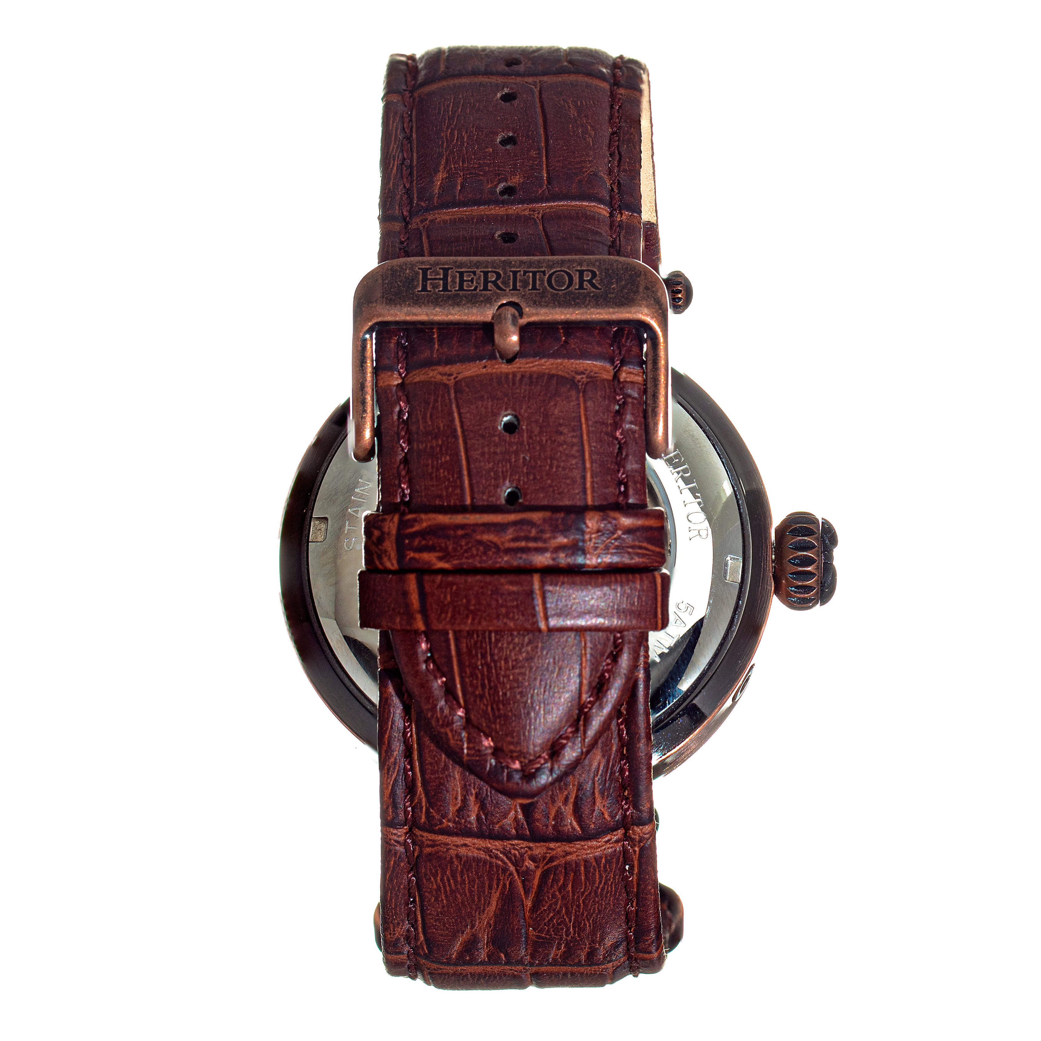 Heritor Automatic Ganzi Semi-Skeleton Leather-Band Watch