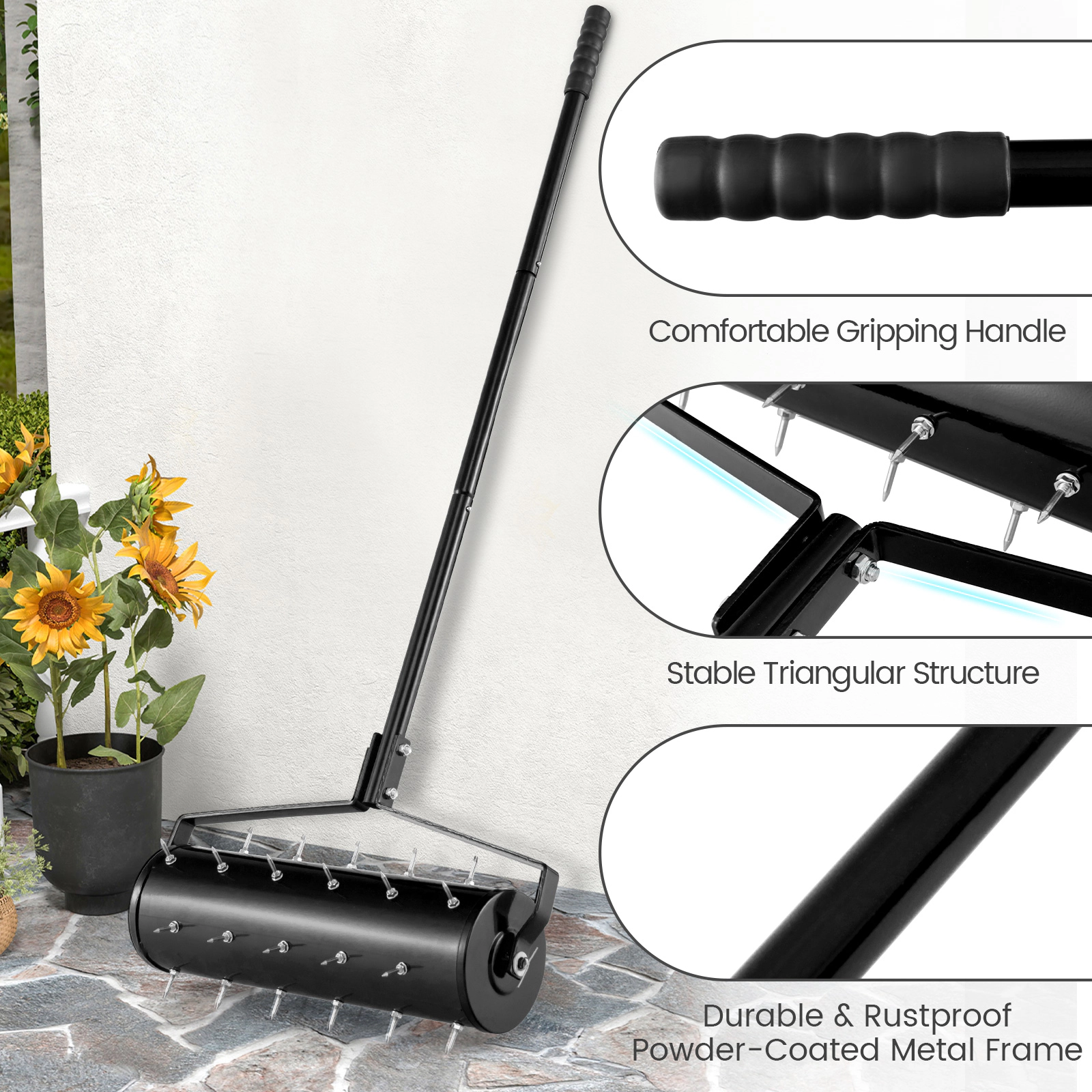 LJG 18/21 Inch Manual Lawn Aerator with Detachable Handle-21 Inches