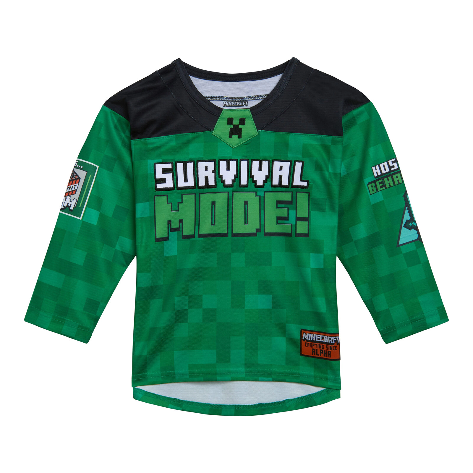 Minecraft Creeper Boys' Athletic Long Sleeve Tee