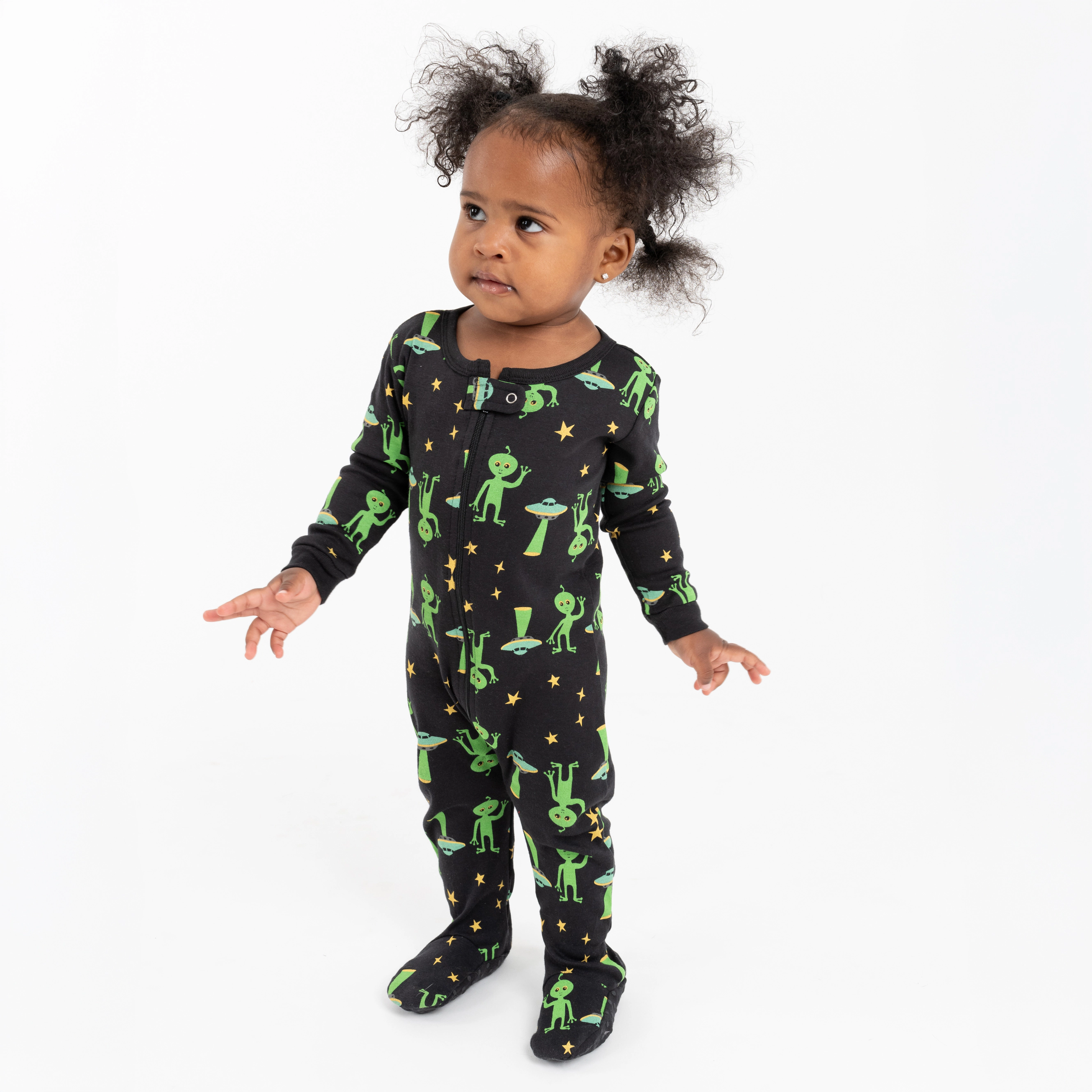 Leveret Baby Alien Cotton Halloween Footed Pajamas