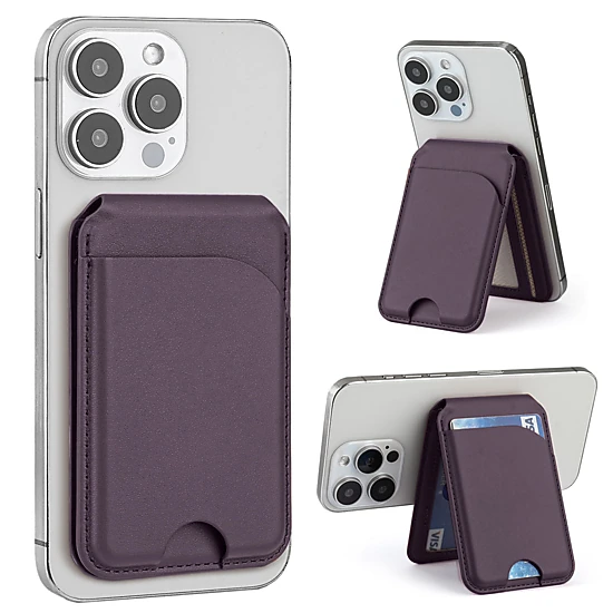 Alpha Digital MagSafe, Adjustable Phone Stand, Compatible w/ iPhone 12-17 - Magnetic Leather Wallet