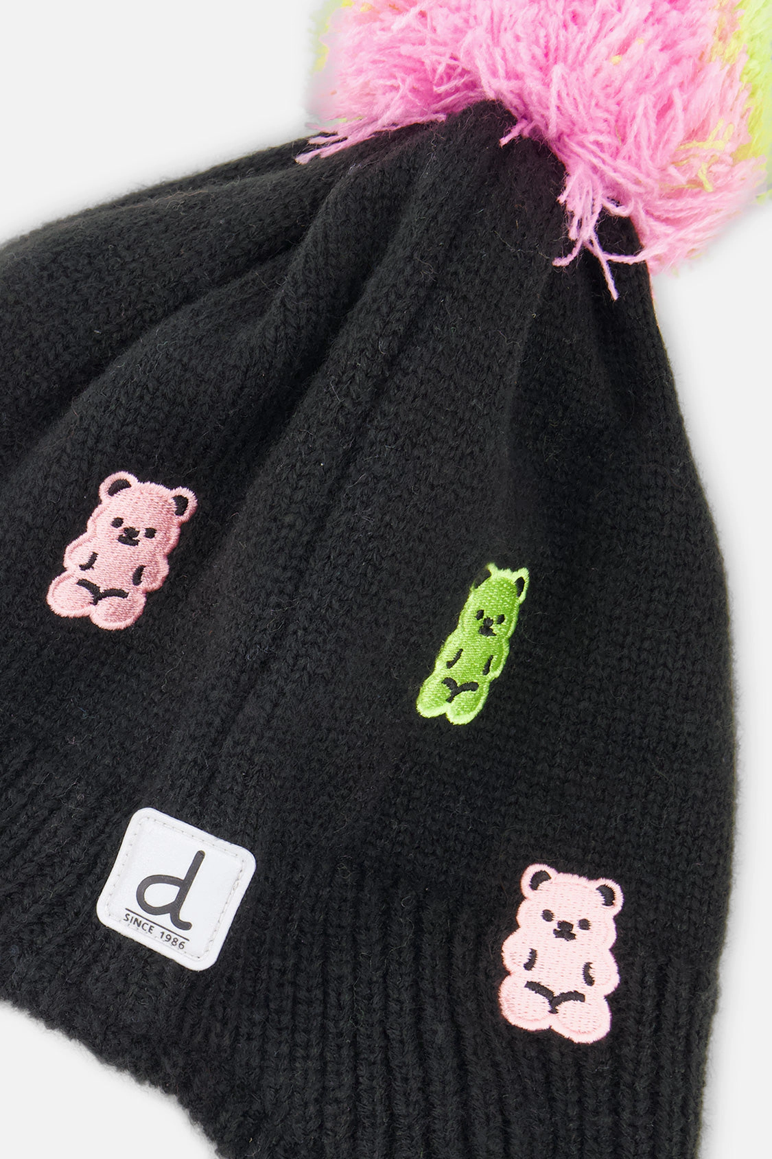 Deux par Girls Gummy Bear Motif Winter Peruvian Knit Hat with Pompom