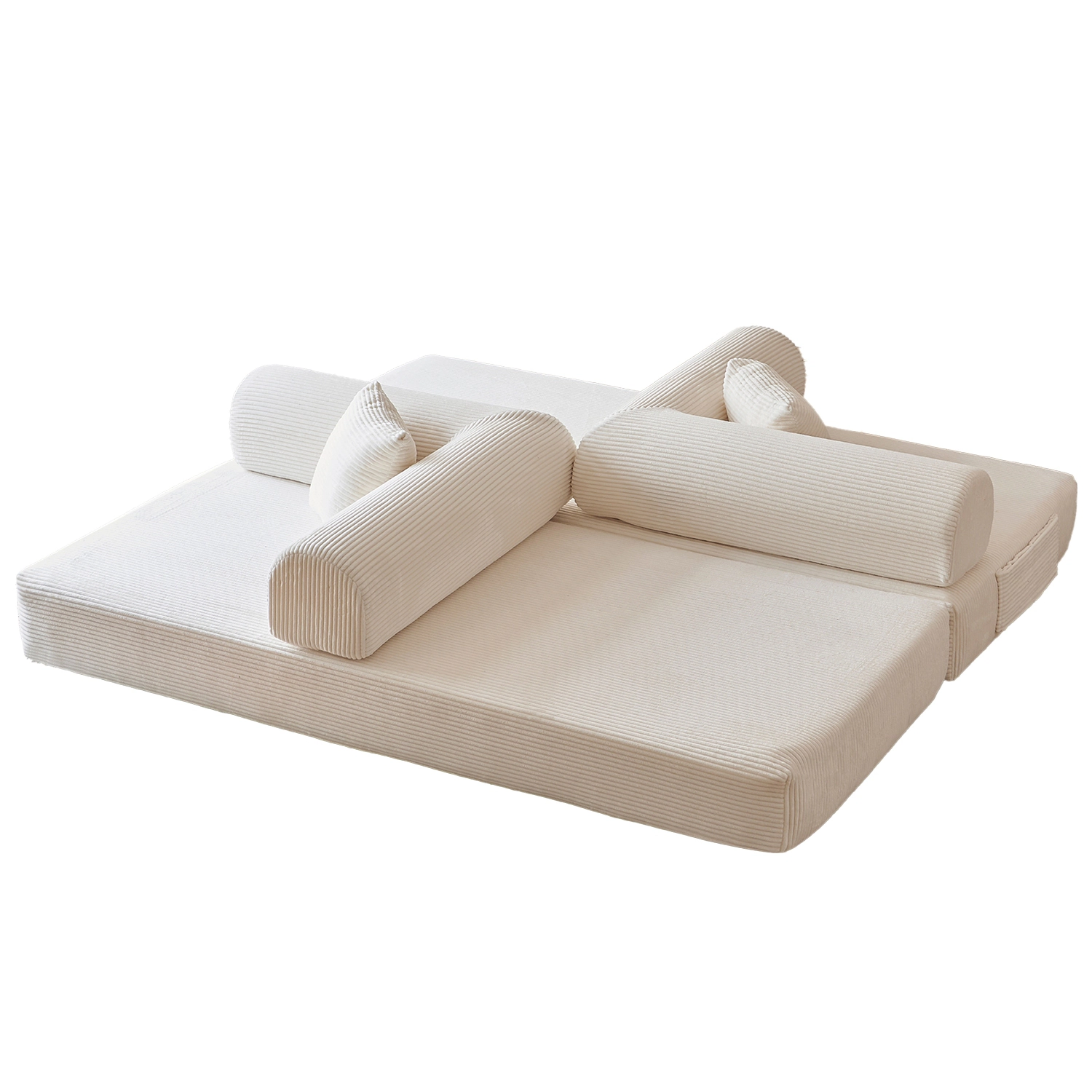 GBruno 3-Seat Convertible Corduroy Floor Sofa Bed