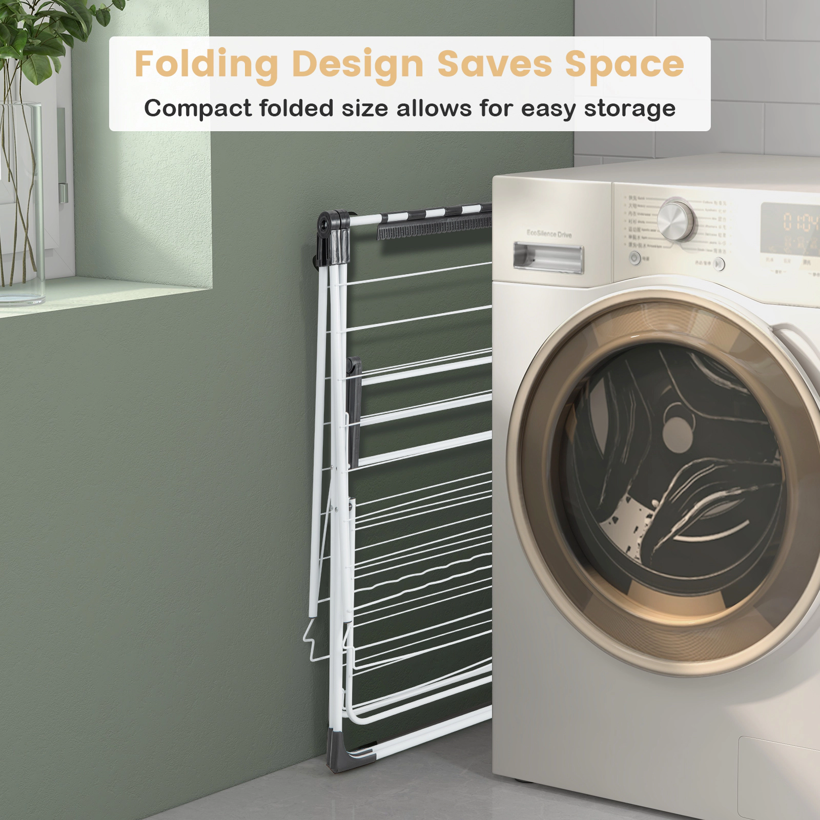 SUGIFT 2-Level Laundry Drying Rack with Height Adjustable Wings 45-lb Capacity White