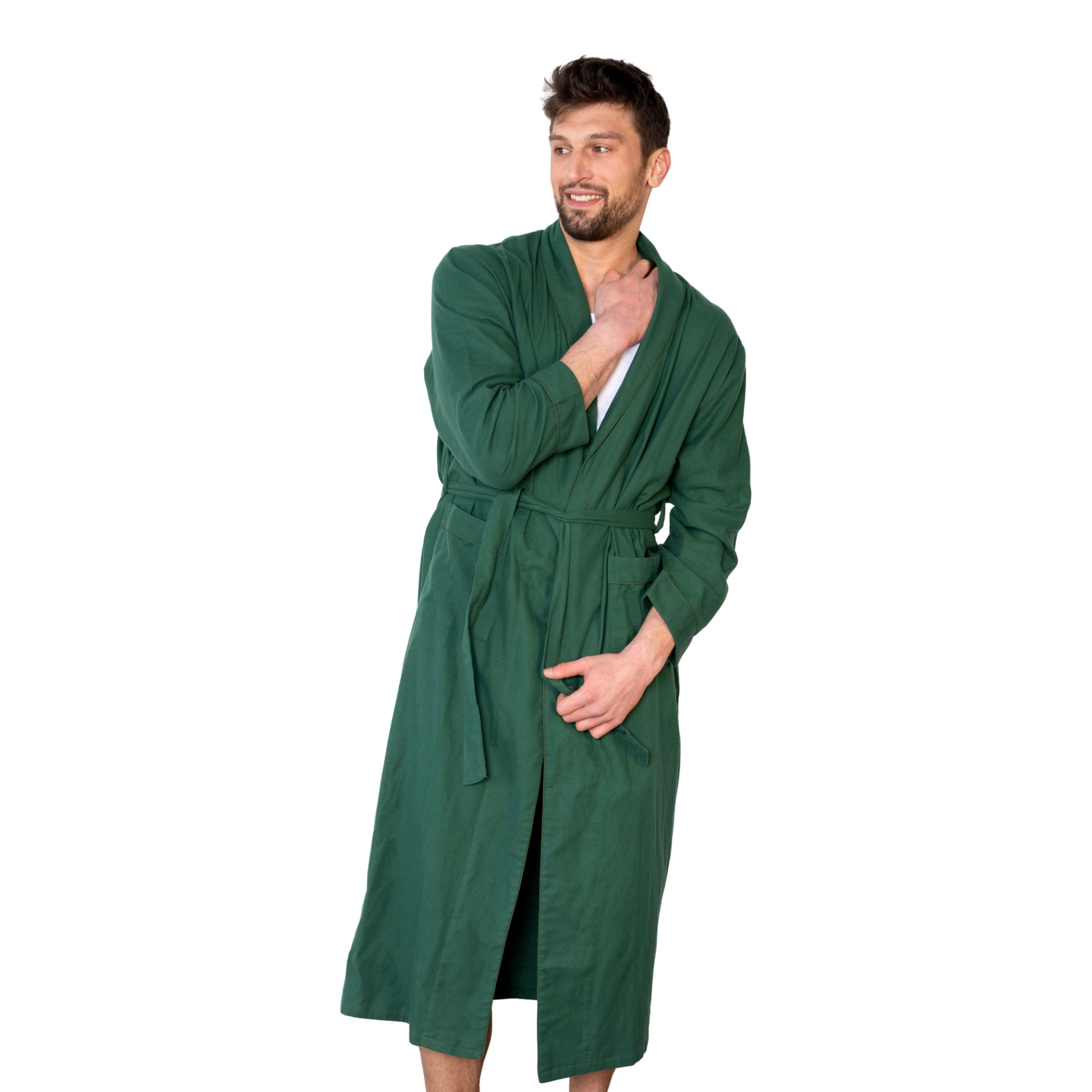 Leveret Womens Solid Holiday Flannel Robes with Front Patch Pockets