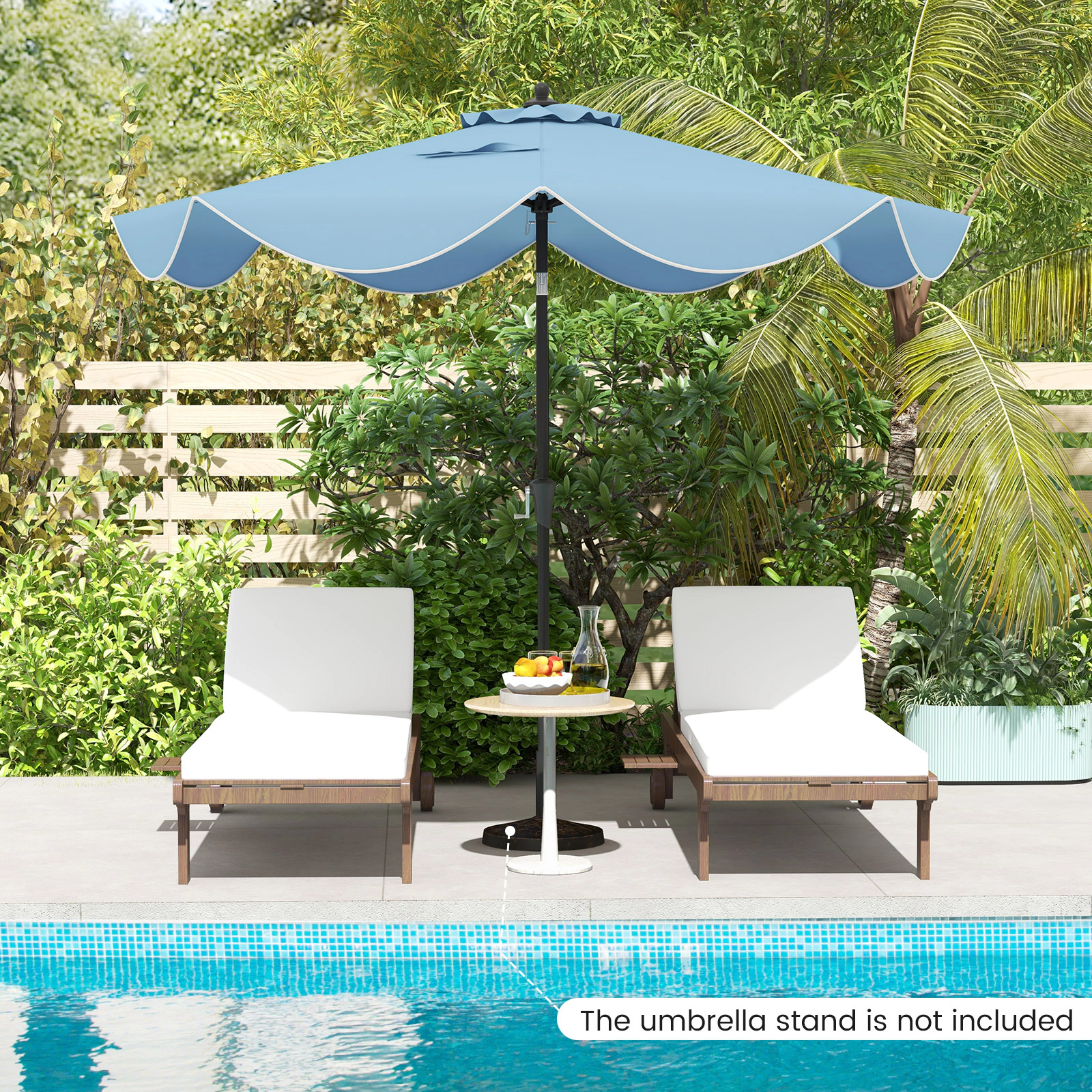 SUGIFT 9-ft Patio Umbrella with Crank Handle and Push Button Tilt 9 x 8-ft Canopy 12-lb Net Weight Navy