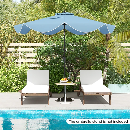 SUGIFT 9-ft Patio Umbrella with Crank Handle and Push Button Tilt 9 x 8-ft Canopy 12-lb Net Weight Navy