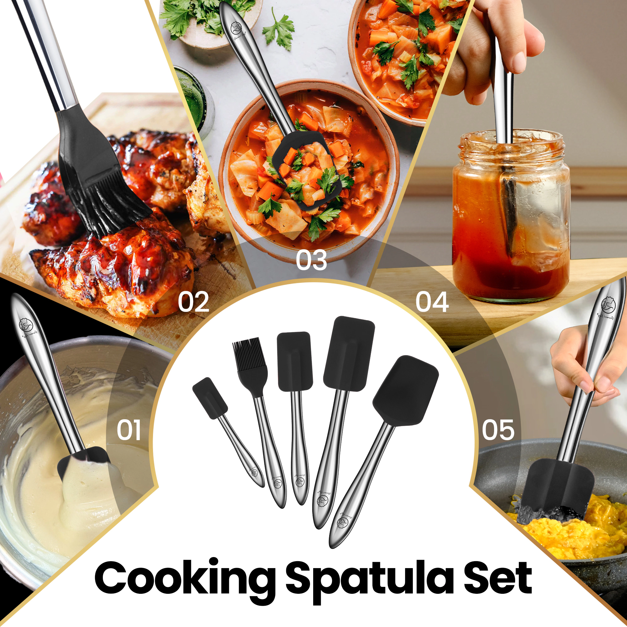 Gourmet Easy 5pcs Silicone Spatula Set