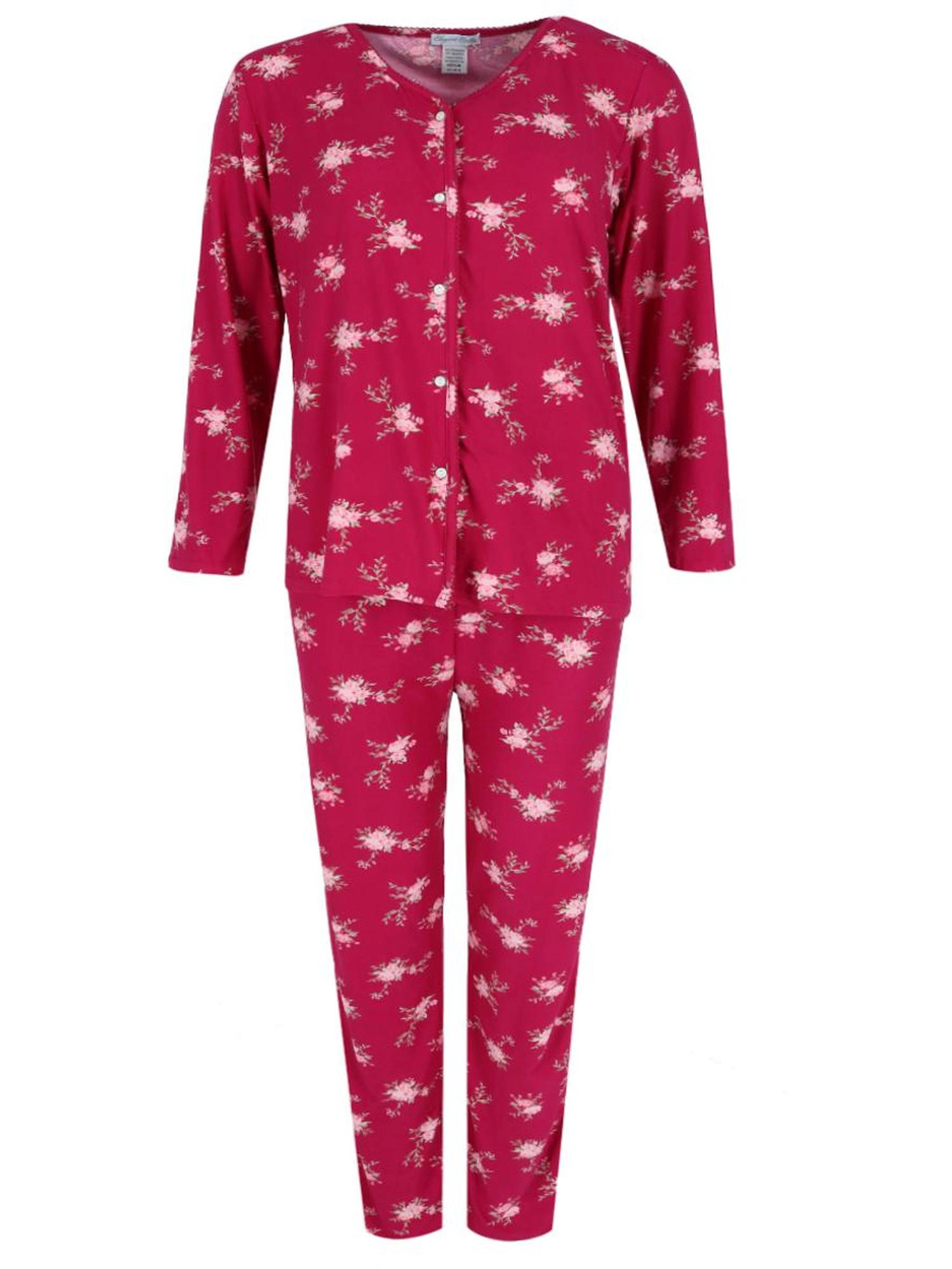 Elegant Emily Women's Plus Size Burgundy Floral Pajama Set