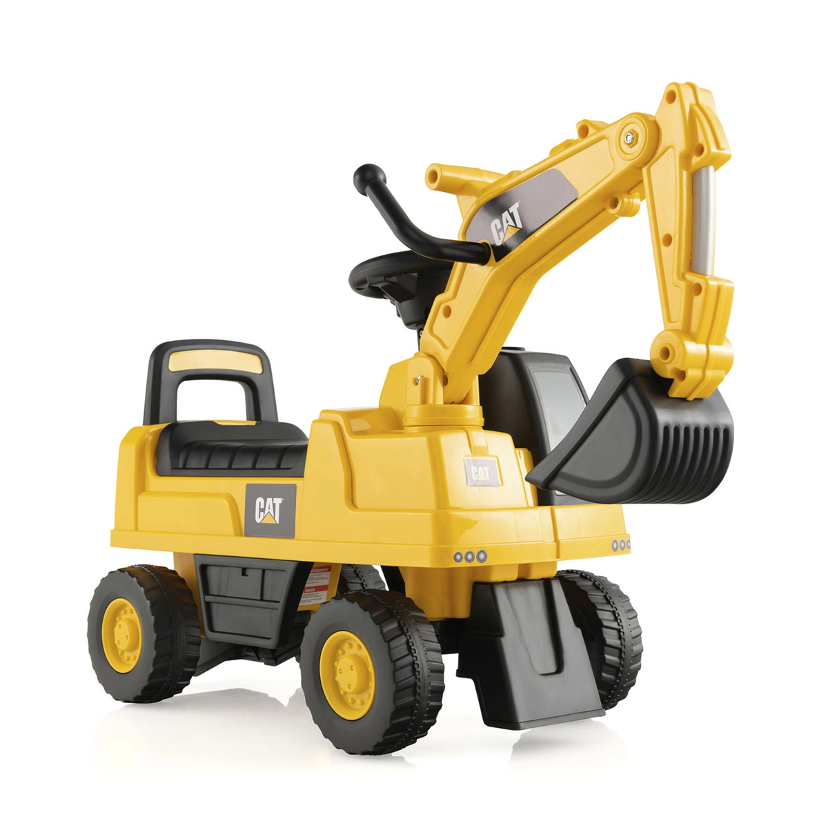 SUGIFT Yellow Under Seat Storage Kids Licensed Caterpillar Ride On Digger Foot to Floor