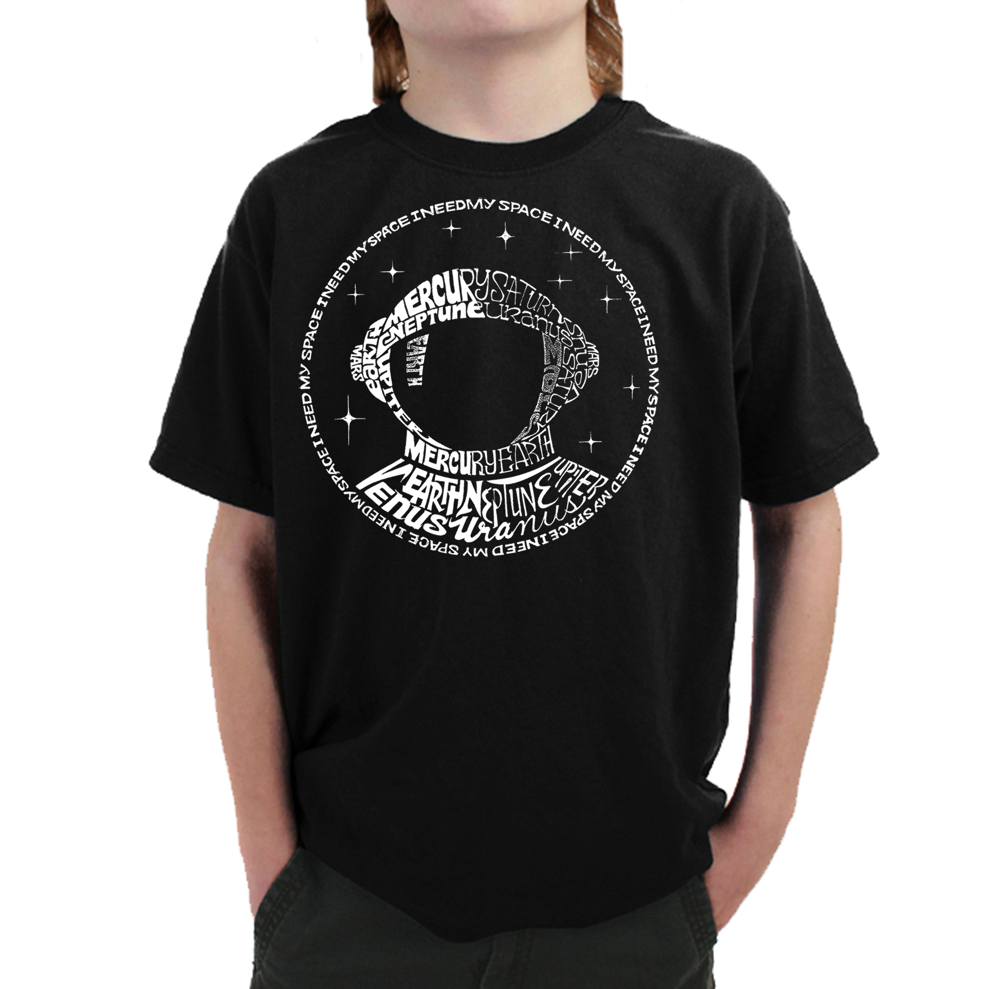LA Pop Art Boy's Word T-Shirt - I Need My Space Astronaut
