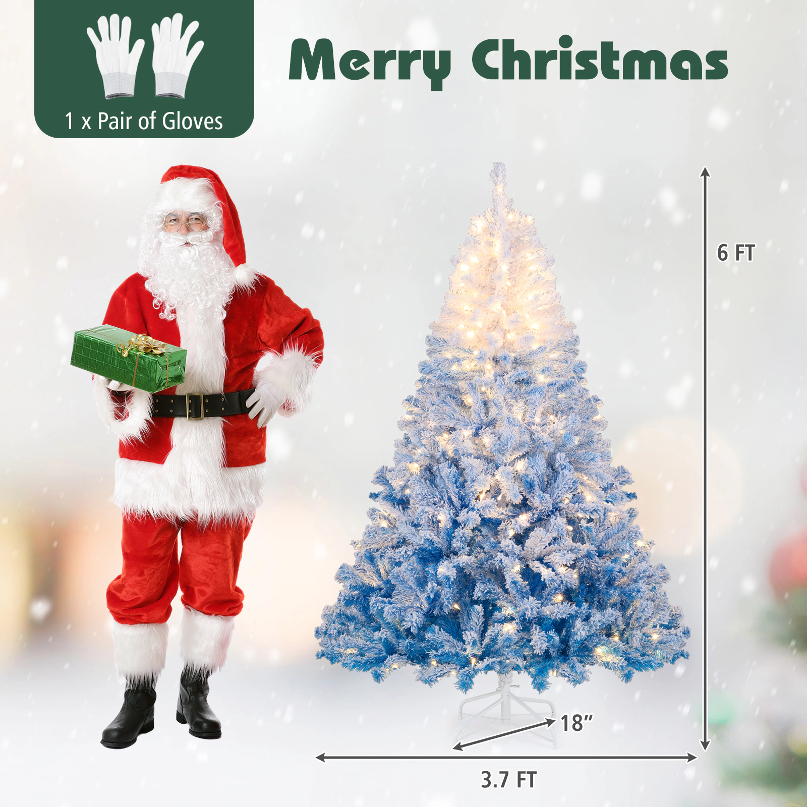 Costway 5/6/7/8 FT Artificial Christmas Tree with 180/250/350/470 Warm White LED Lights