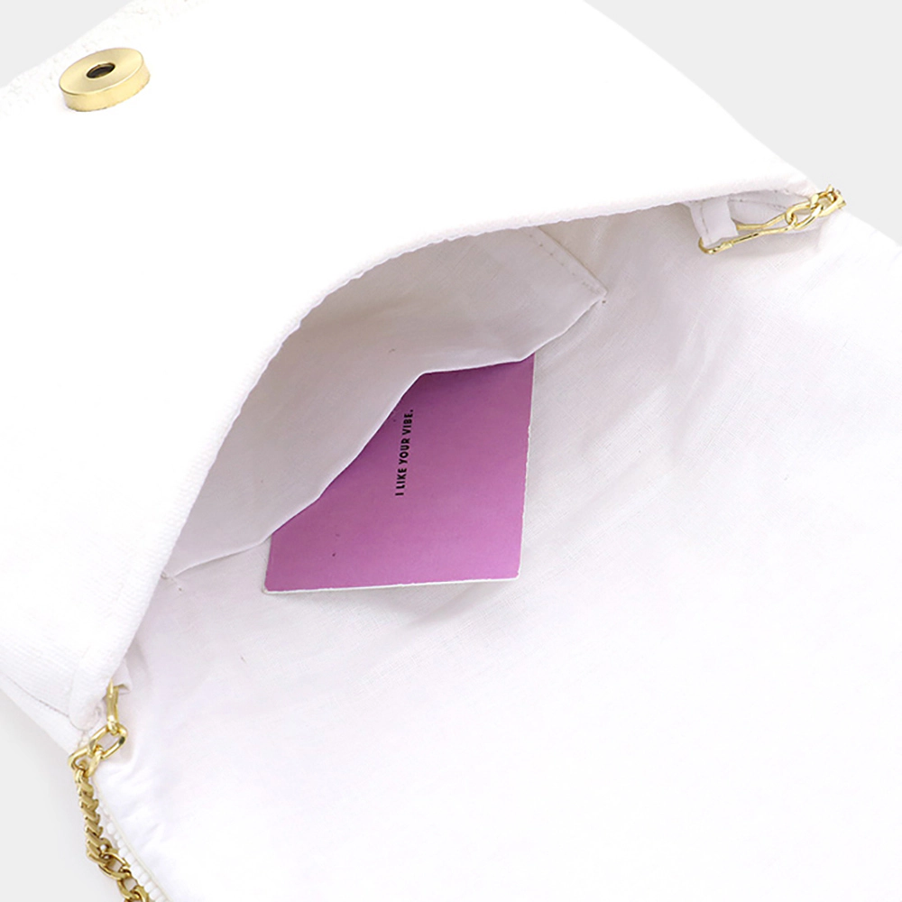 Fashnzfab Happy Easter Message Seed Beaded Clutch / Crossbody Bag