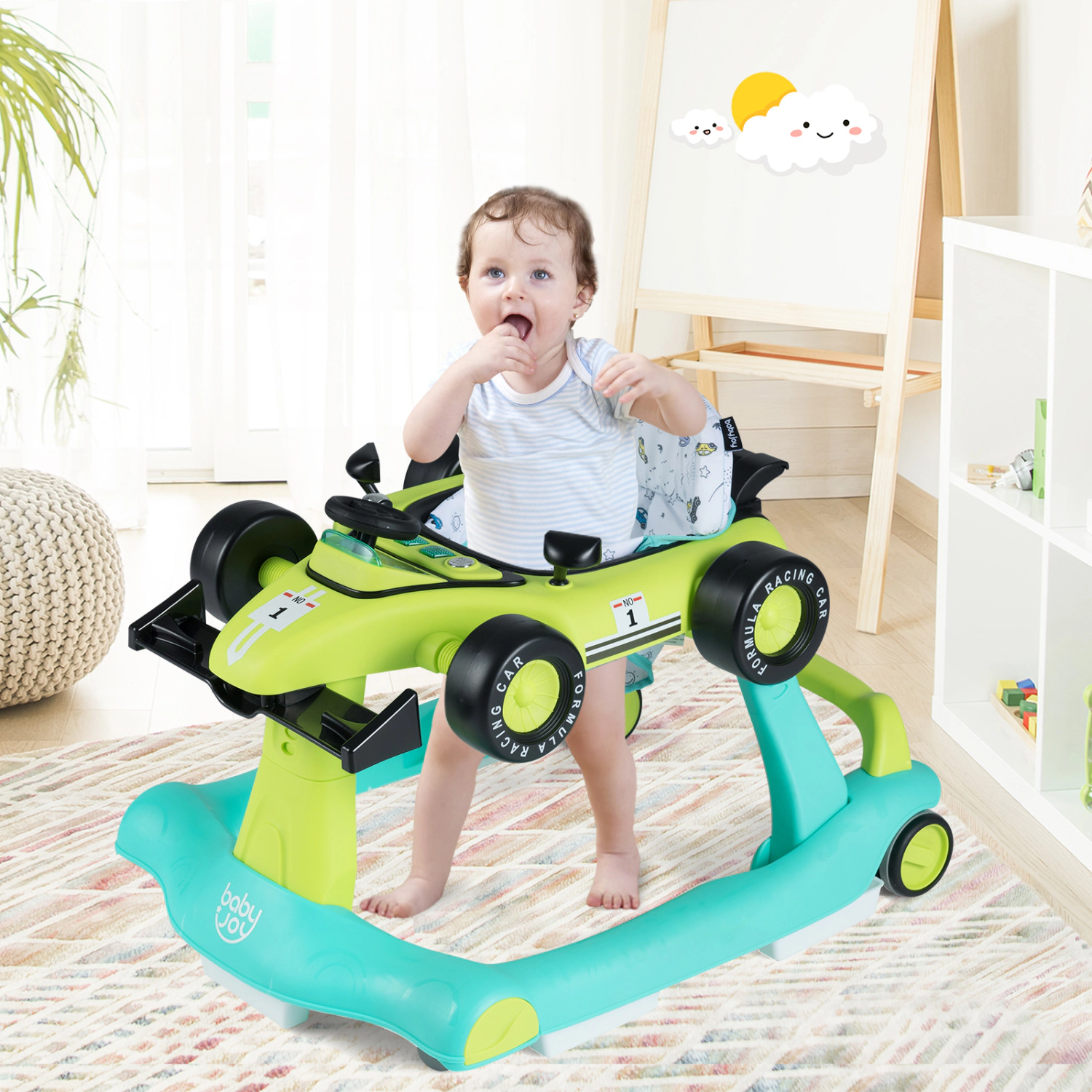 SlickBlue 4-in-1 Baby Walker Activity Center with Adjustable Height