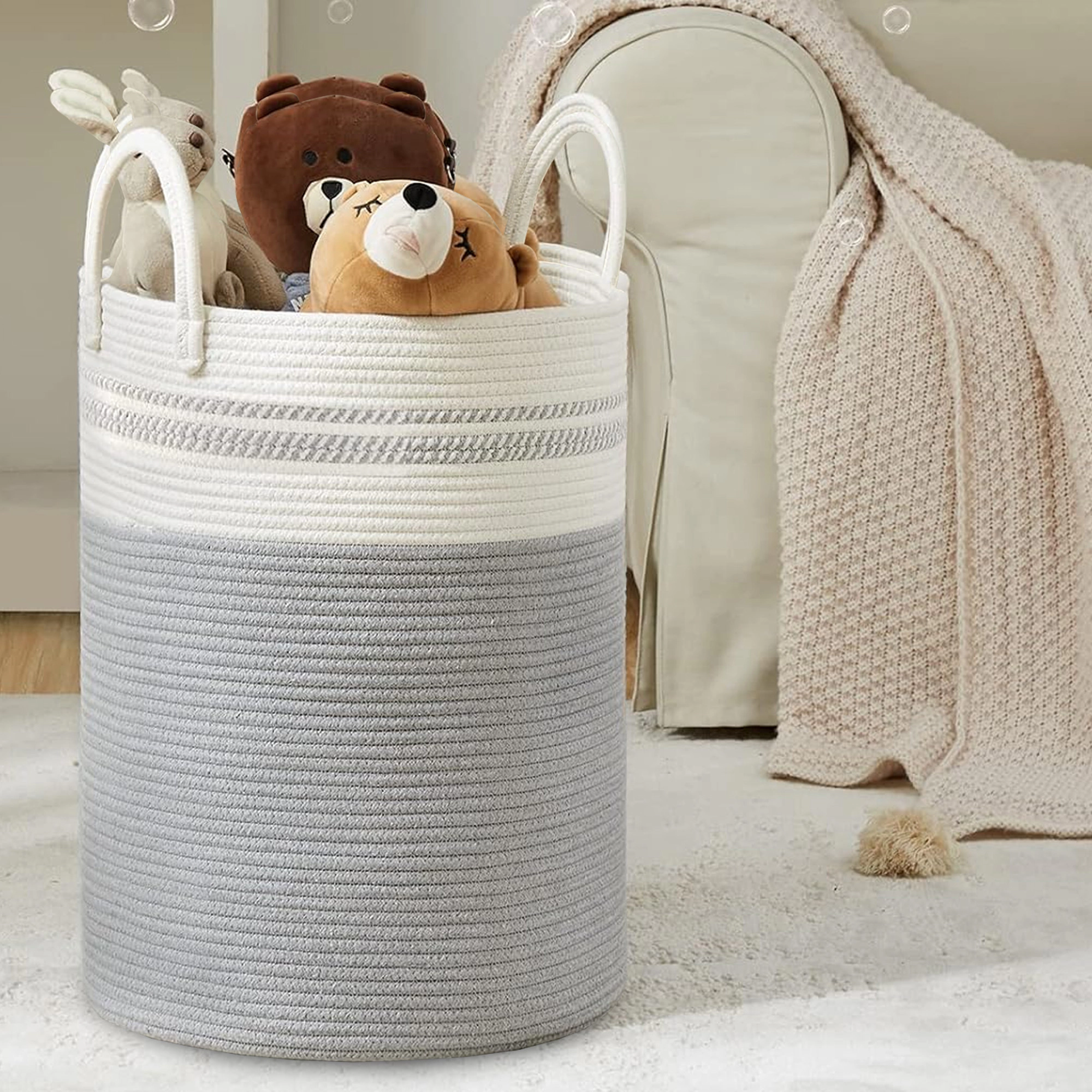 Cheer Collection Large Cotton Rope Laundry Hamper with Handles