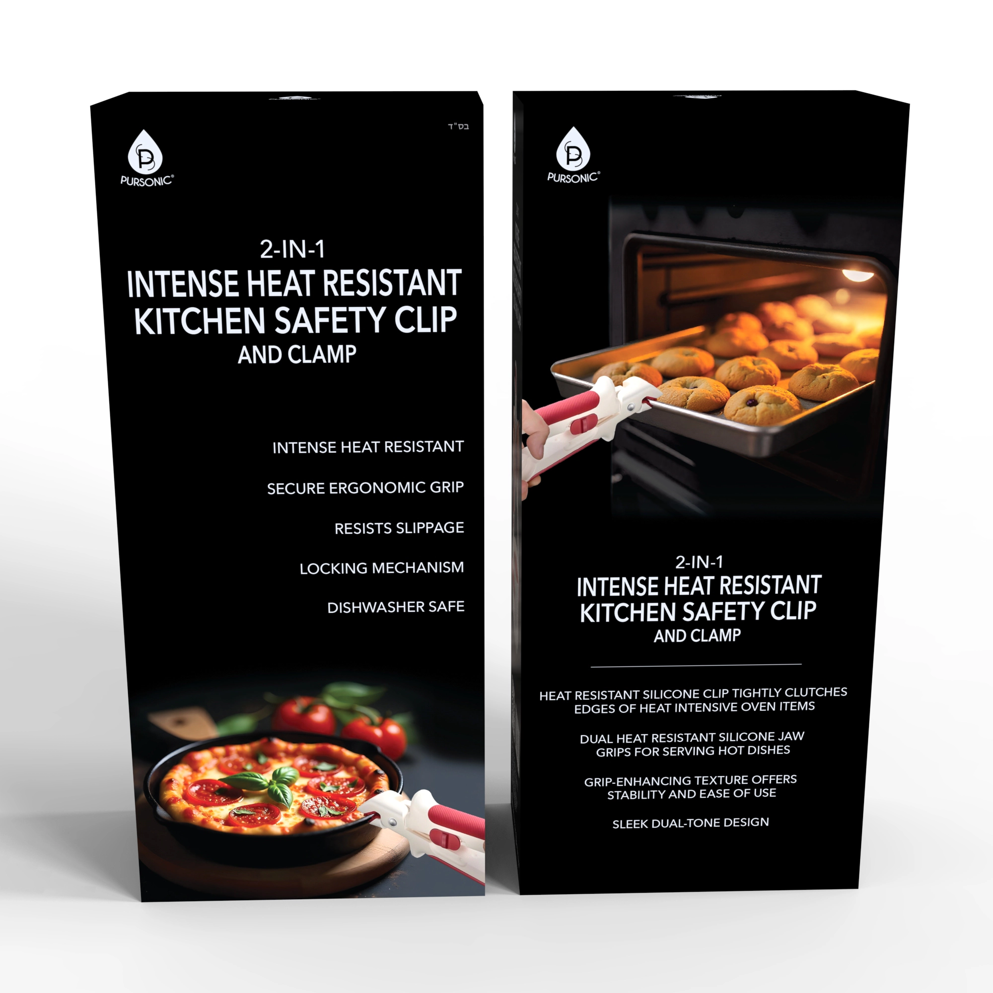 Pursonic Unisex Heat Resistant Kitchen Safety Tool Set: 4-Pack 2-in-1 Heat Resistant Clip & Clamp